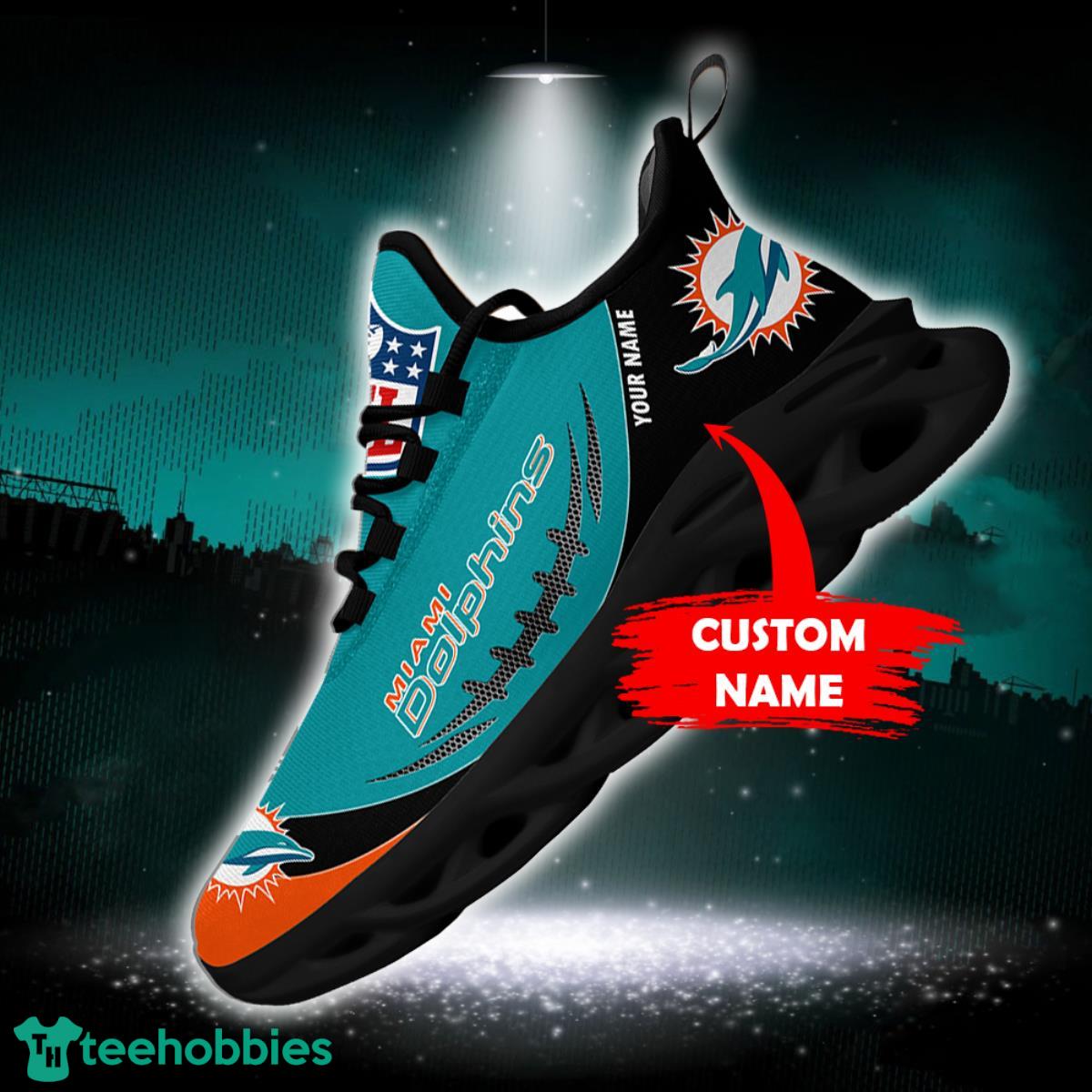 Custom Name Miami Dolphins NFL Max Soul Shoes