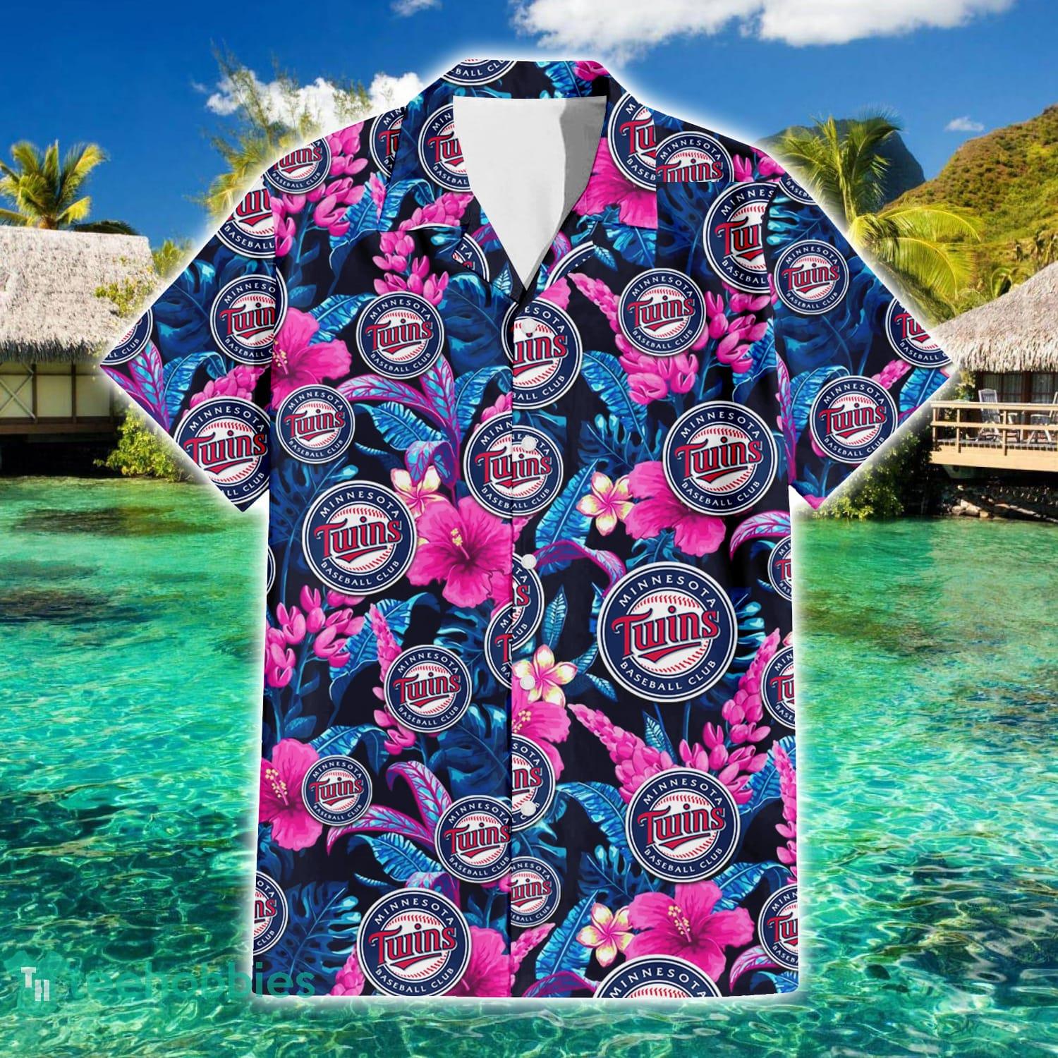 Minnesota Twins Violet Hibiscus Tropical Summer Gift 3D Hawaiian Shirt Product Photo 2