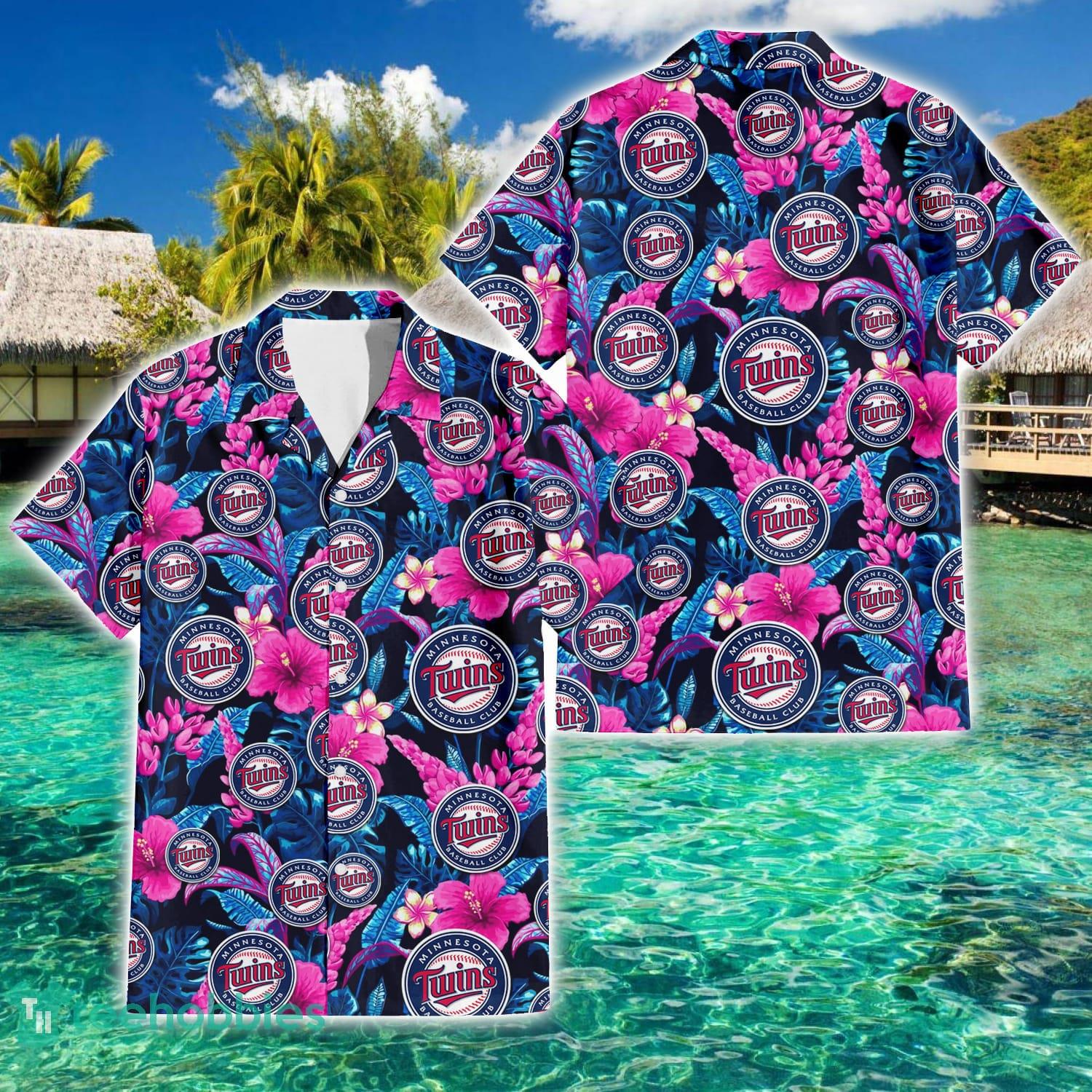 Minnesota Twins Violet Hibiscus Tropical Summer Gift 3D Hawaiian Shirt Product Photo 1