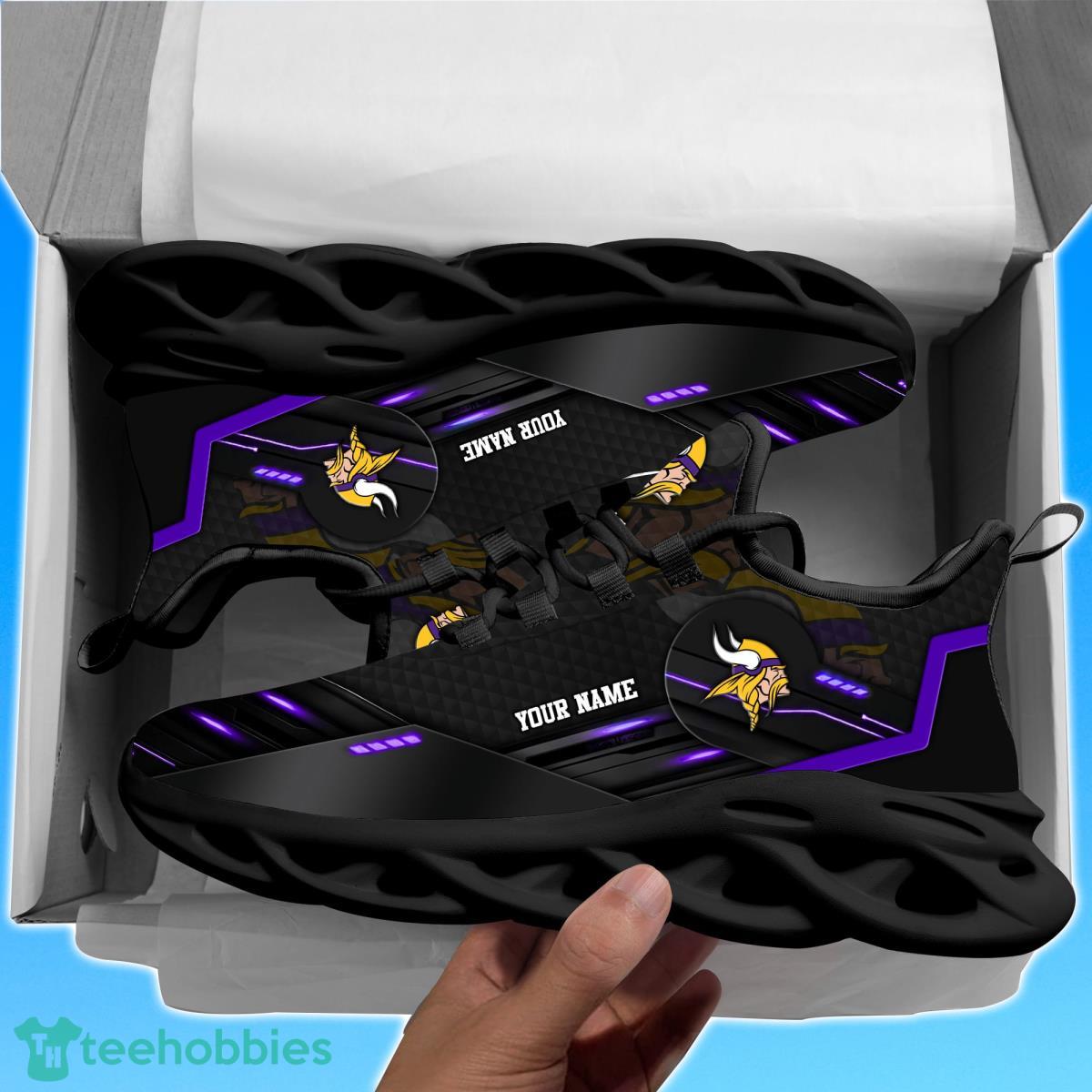Minnesota VikingsPersonalized NFL Sport Black Max Soul Shoes Best Gift For Men And Women Fans Product Photo 2