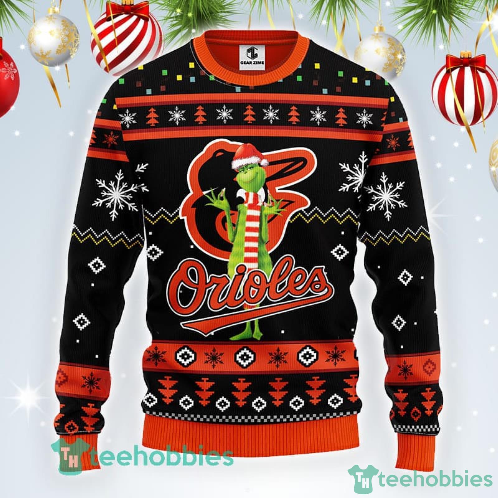 Christmas Gift MLB Baltimore Orioles Logo With Funny Grinch Men