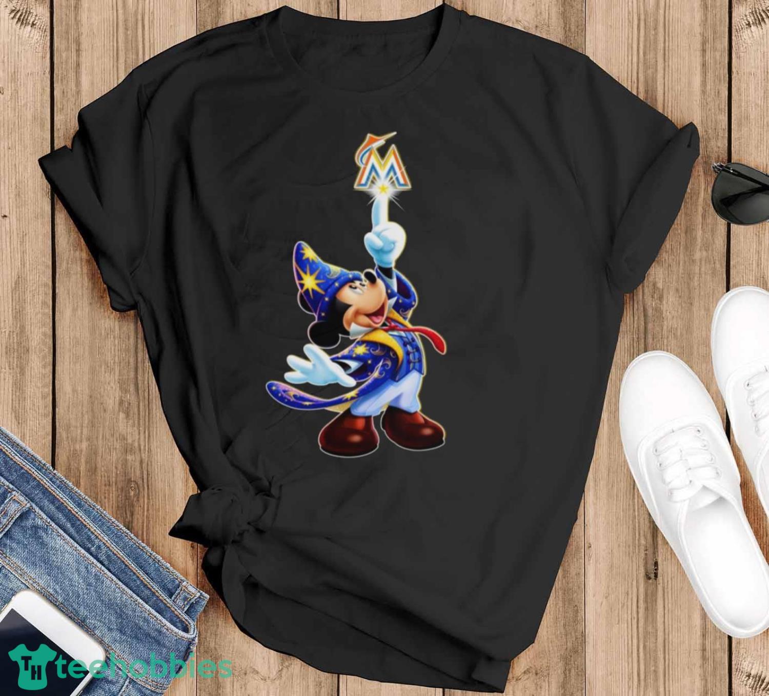 MLB Baseball Miami Marlins Cheerful Mickey Disney Shirt T-Shirt