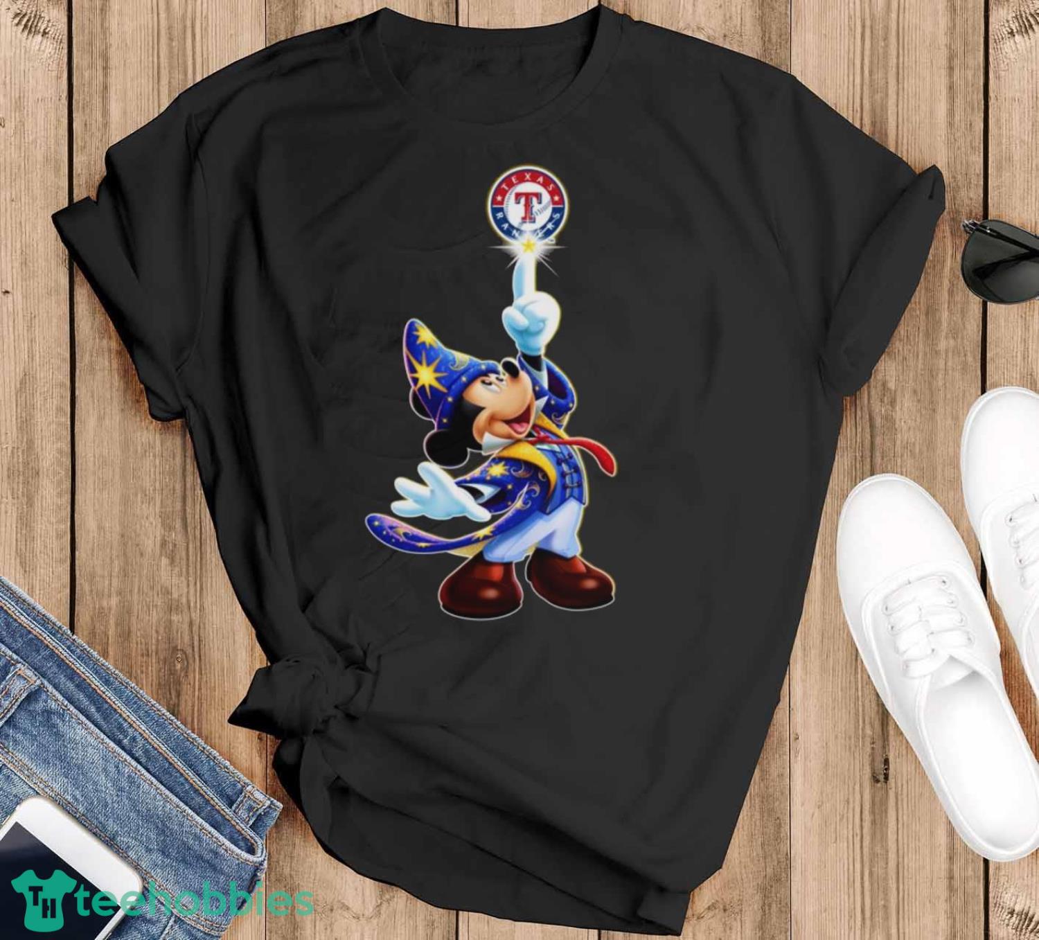 MLB Baseball Texas Rangers Magic Mickey Disney Shirt T Shirt - Black T-Shirt