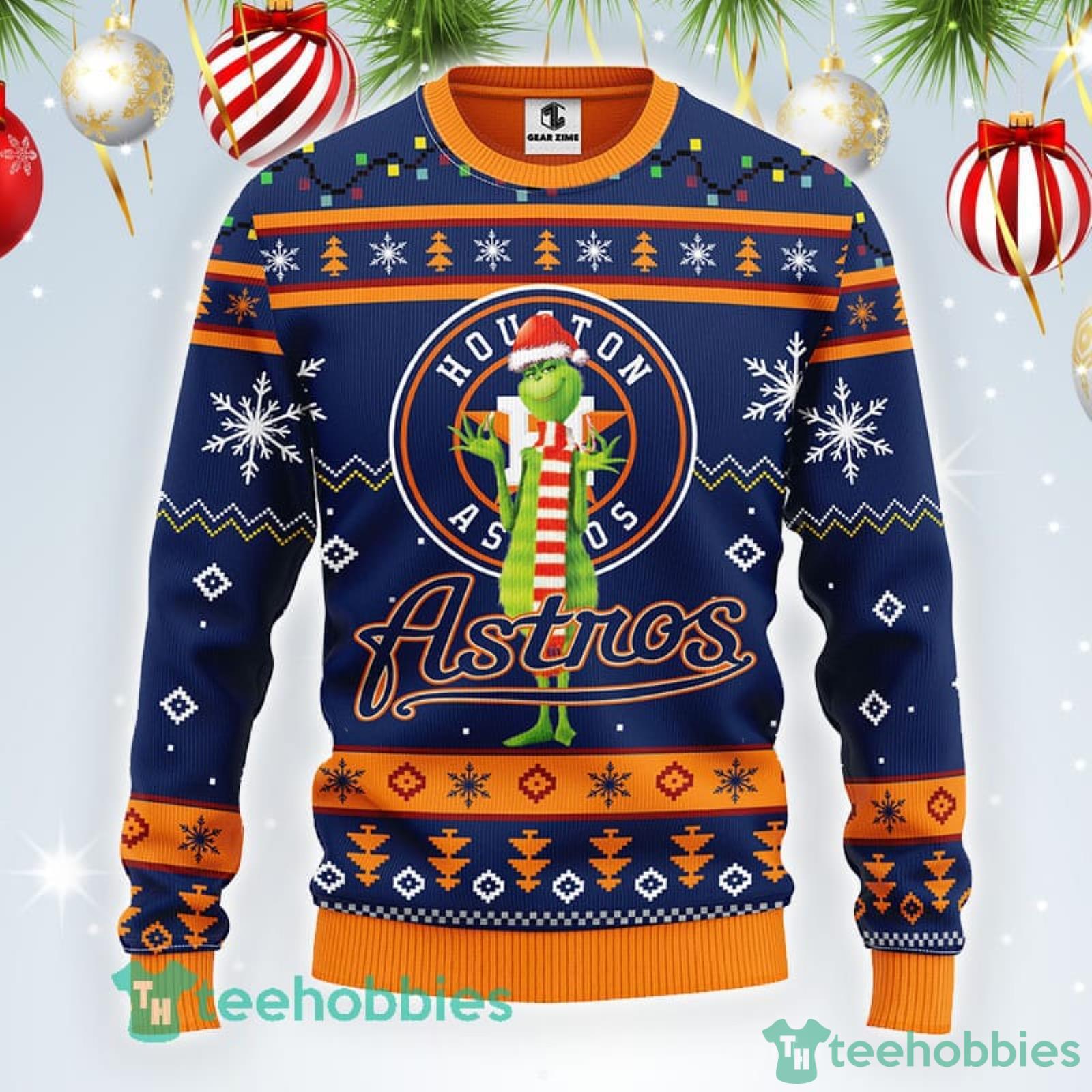 MLB Houston Astros Logo With Funny Grinch Ugly Christmas Sweater Sport Fans  Men And Women Christmas Gift