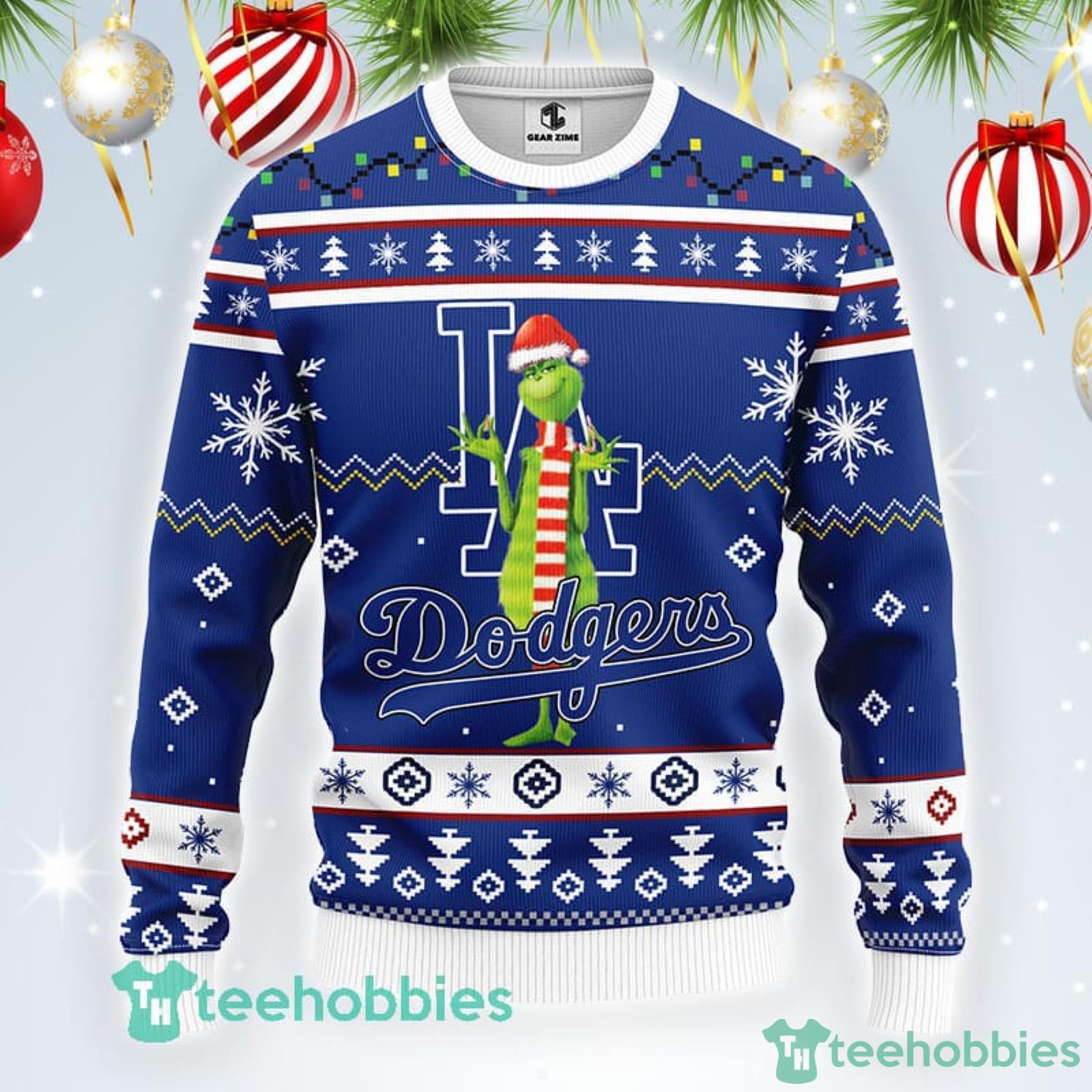 MLB Los Angeles Dodgers Logo With Funny Grinch Ugly Christmas Sweater Sport  Fans Men And Women Christmas Gift
