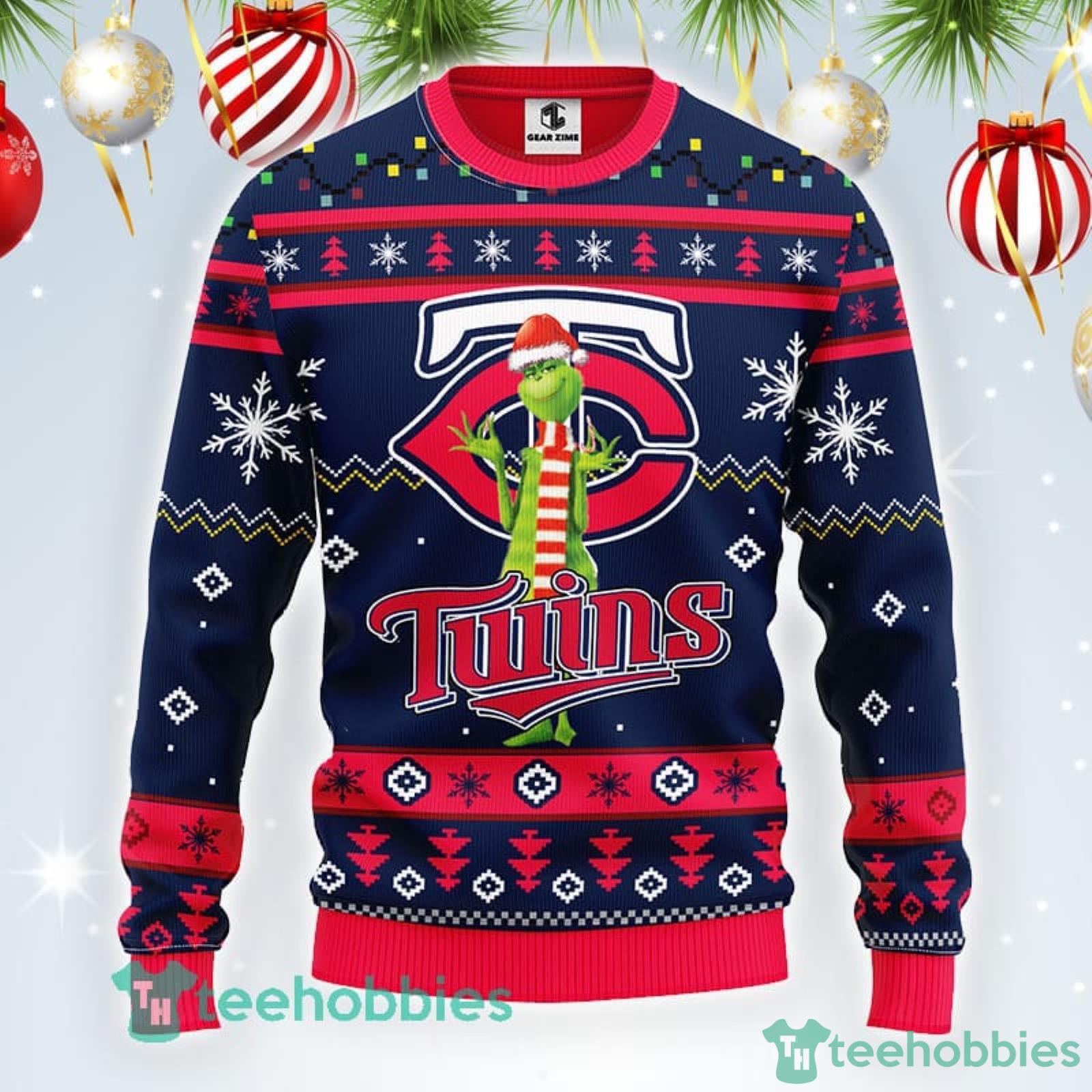 MLB Minnesota Twins Logo With Funny Grinch Ugly Christmas Sweater Sport  Fans Men And Women Christmas Gift