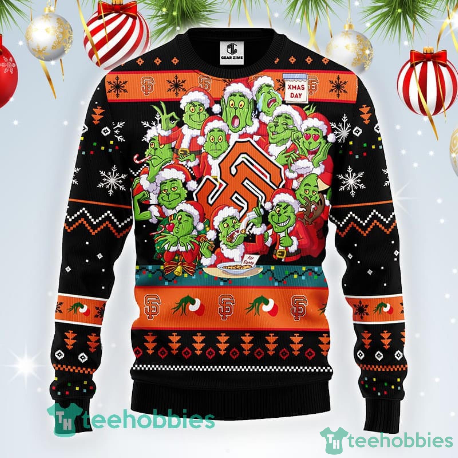 Christmas Gift NFL San Francisco 49ers Cute 12 Grinch Face Xmas Day Ugly  Christmas Sweater