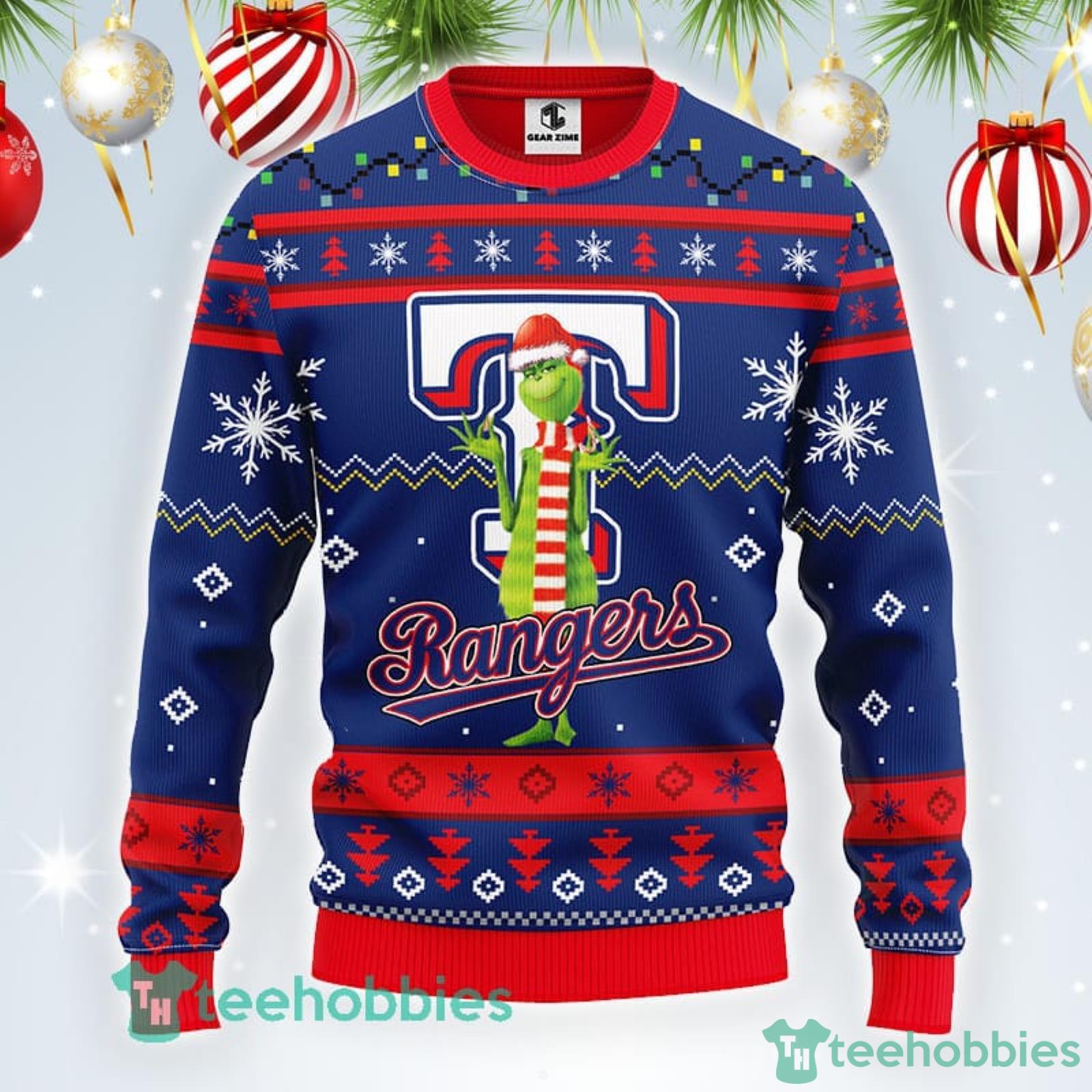 MLB Texas Rangers Logo With Funny Grinch Ugly Christmas Sweater Sport Fans Men And Women Christmas Gift Product Photo 1