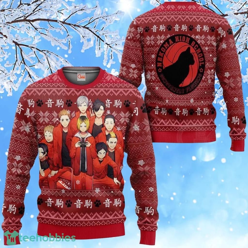 Nekoma High Ugly Christmas Sweater Haikyuu Anime Xmas Shirt Product Photo 1