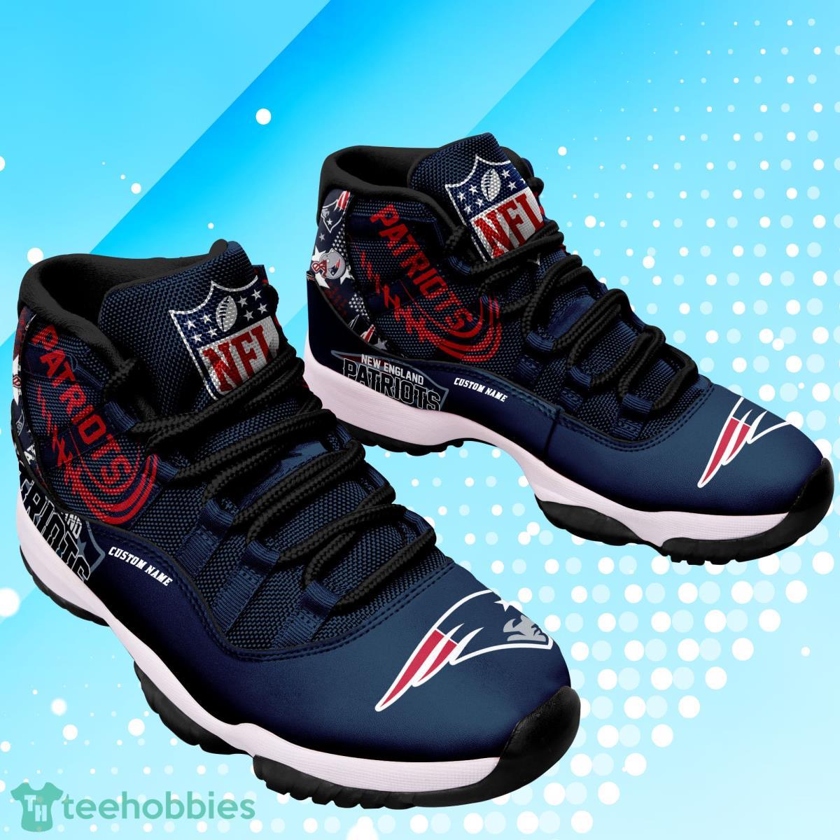 New England Patriots Custom Name Air Jordan 11 Sneaker Shoes For