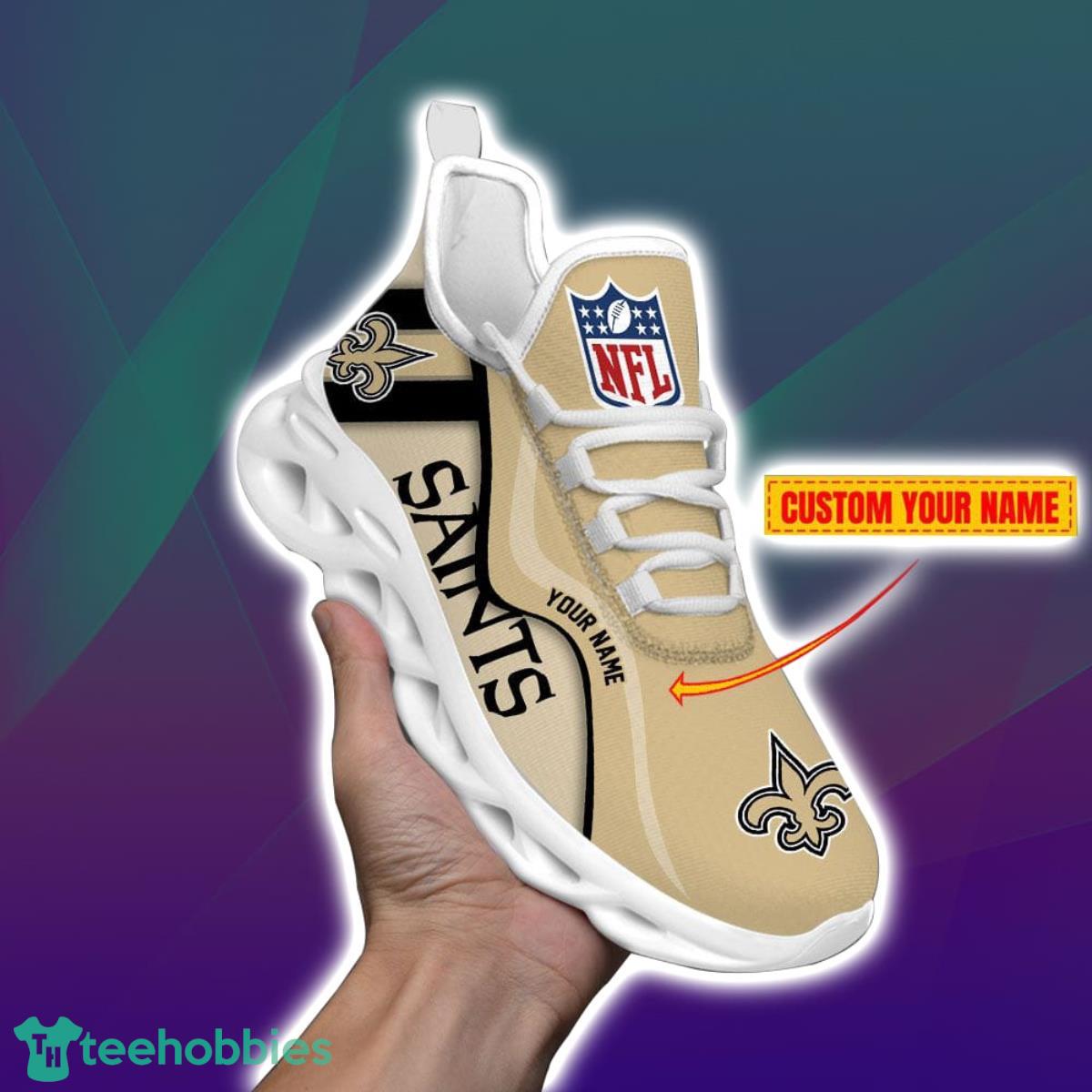 New Orleans Saints-NFL Custom Name Max Soul Shoes Impressive Gift For Men And Women Fans Product Photo 2