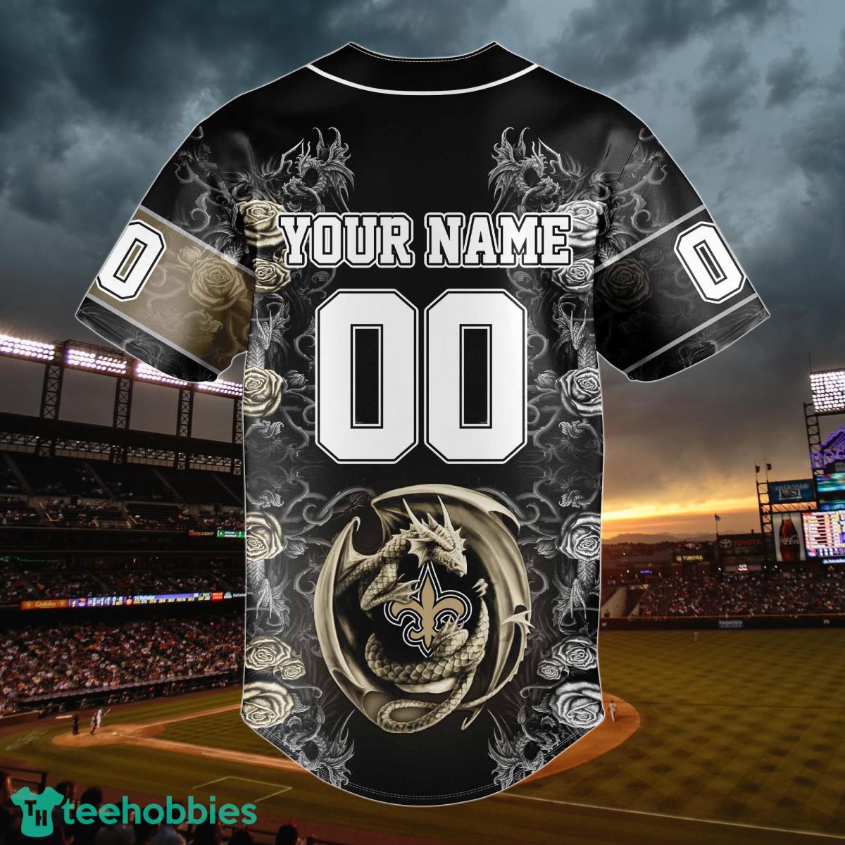 New Orleans Saints NFL Custom Name And Number Baseball Jersey