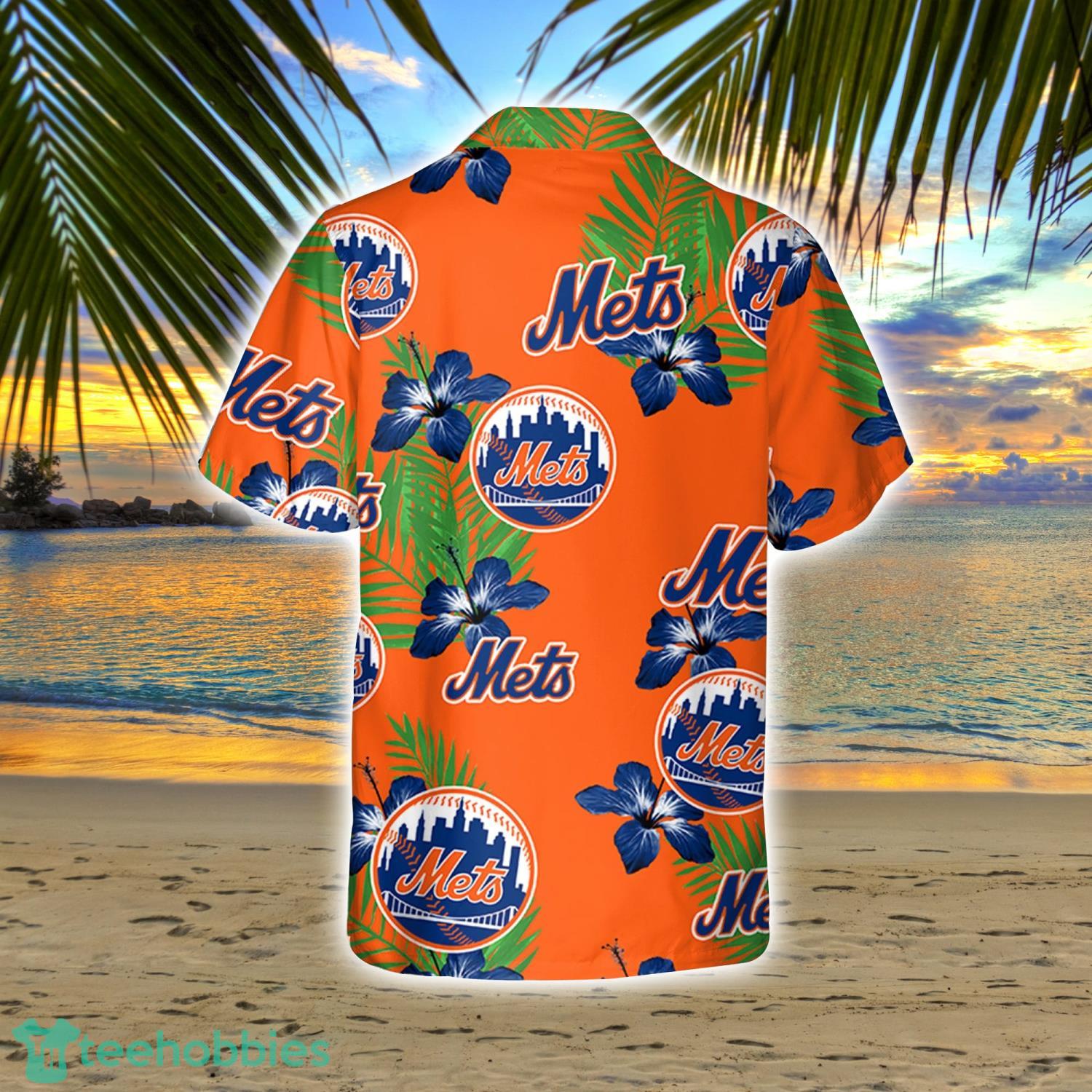 New York Mets Green Leaf Hibiscus Flower Pattern Hawaiian Shirt And Shorts  Gift For Summer