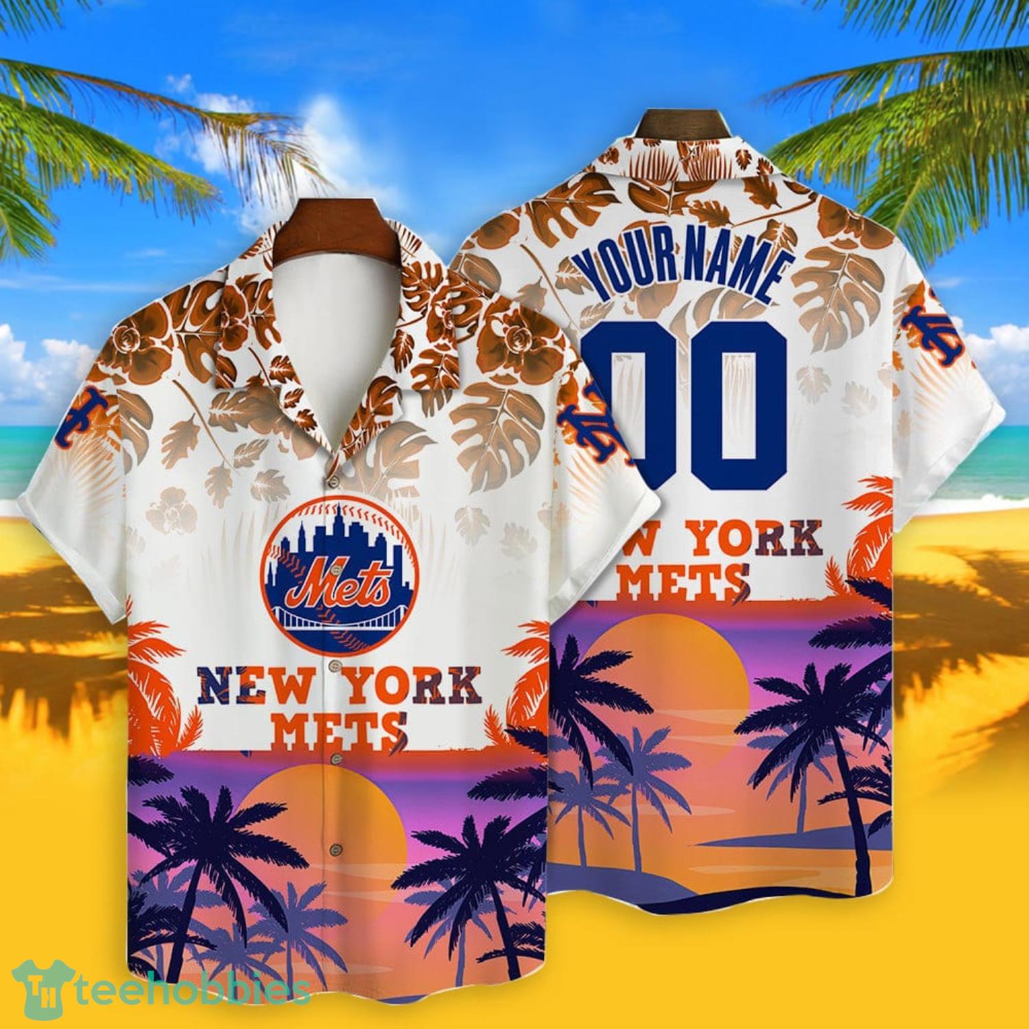 MLB New York Mets Hawaiian Shirt Simple Baseball Player And