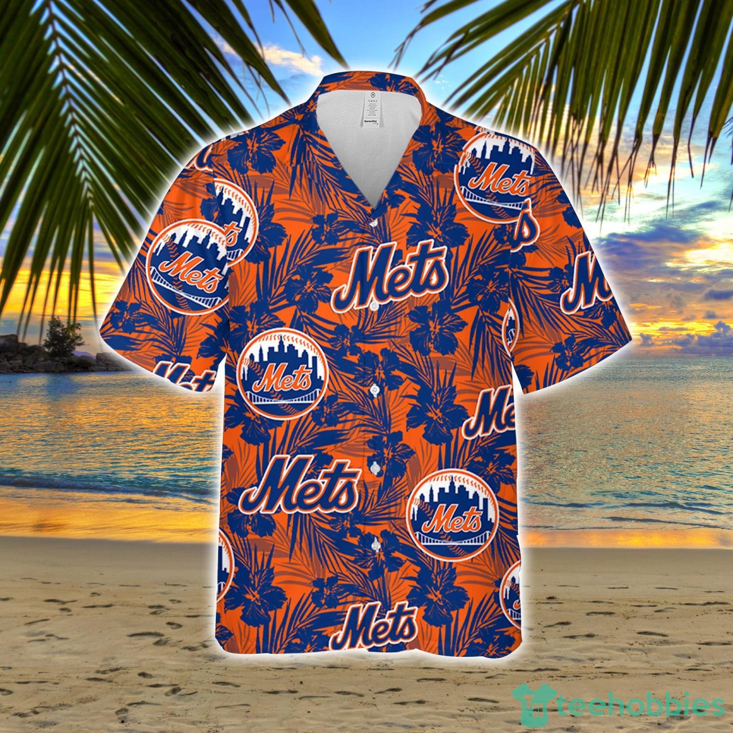 New York Mets Tropical Flower Hawaiian Shirt Beach Shorts