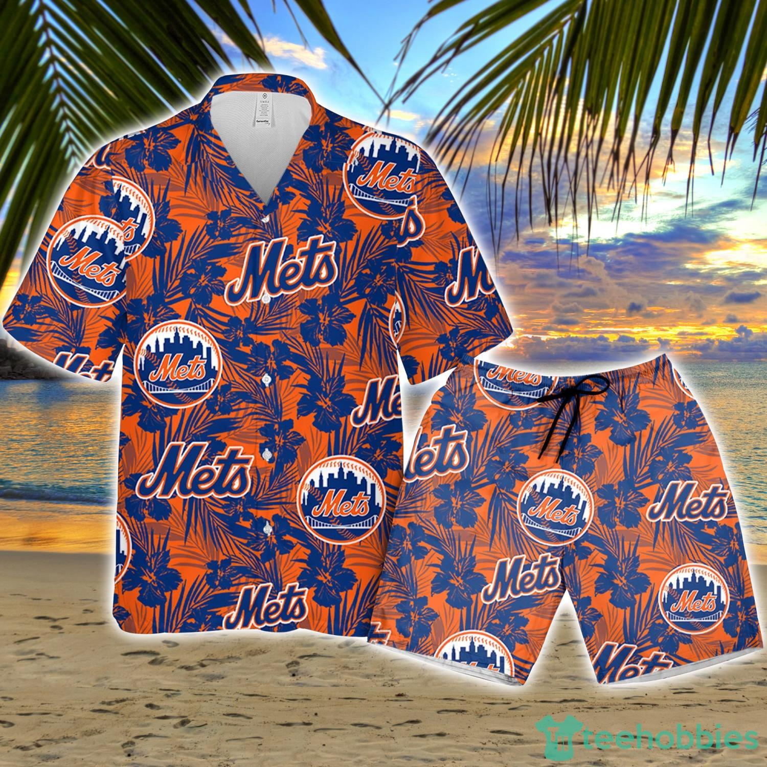 Mets Hawaiian Shirt Big Orange Hibiscus New York Mets Gift