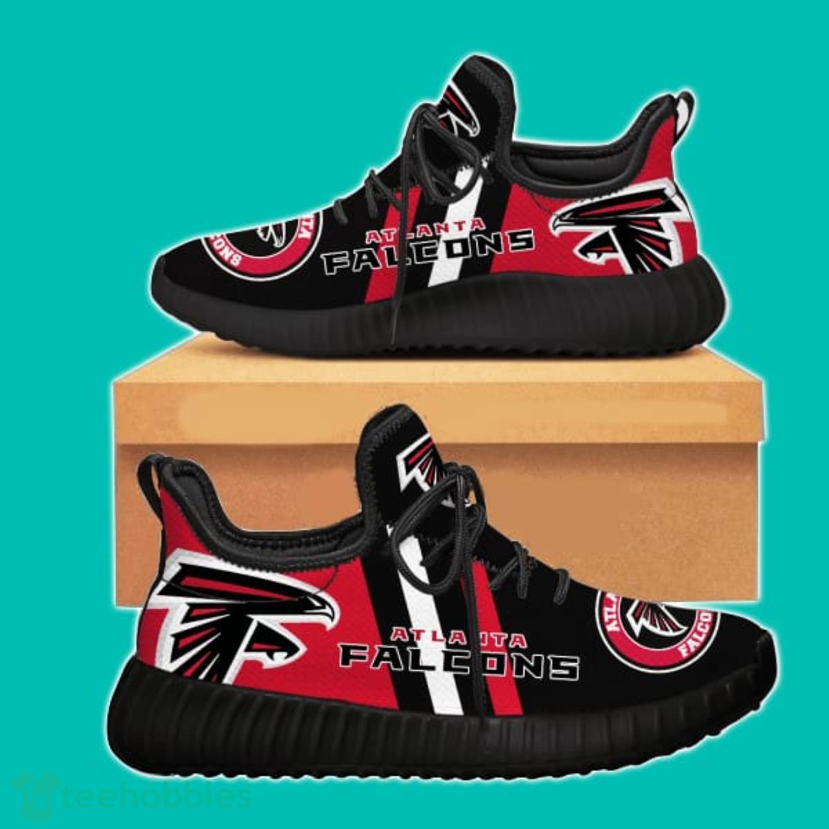 NFL Atlanta Falcons Teams Football Big Logo Shoes Black Yeezy Shoes Special Gift For Men And Women Product Photo 1