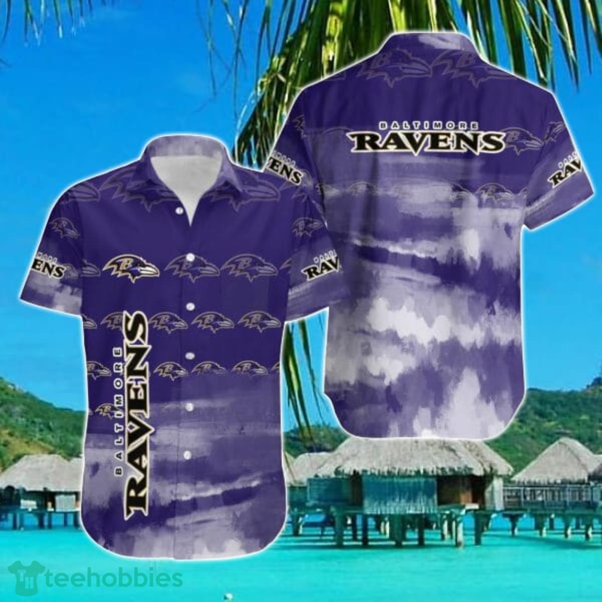 NEW NFL Baltimore Ravens Special Hawaiian Design Button Shirt Hoodie