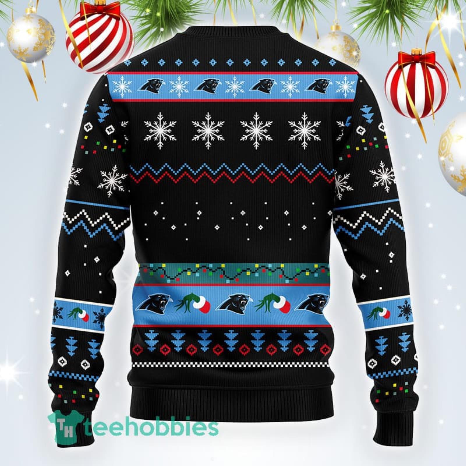 NFL Carolina Panthers Cute 12 Grinch Face Xmas Day Ugly Christmas Sweater  Sport Fans Men And Women Christmas Gift