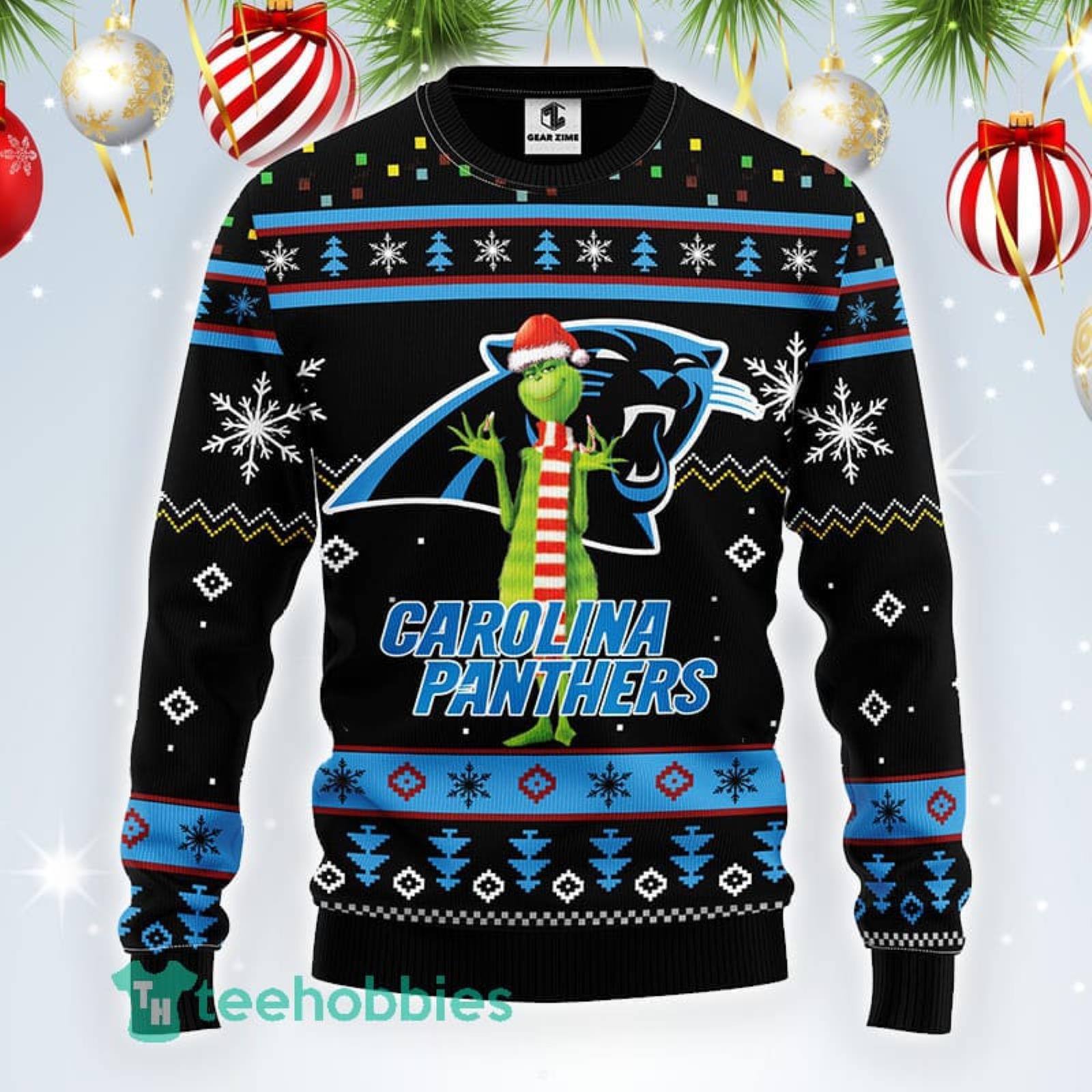 Men And Women Christmas Gift NFL Carolina Panthers Logo With Funny Grinch  3D Ugly Christmas Sweater For Fans - Banantees