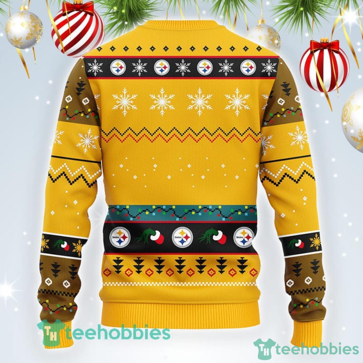 NFL Pittsburgh Steelers Cute 12 Grinch Face Xmas Day Ugly Christmas Sweater  Sport Fans Men And Women Christmas Gift