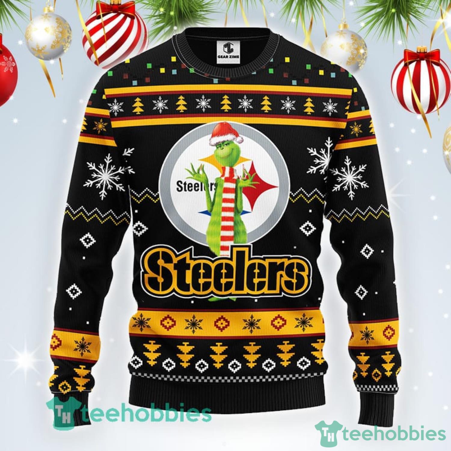 NFL Pittsburgh Steelers Logo With Funny Grinch Ugly Christmas Sweater Sport  Fans Men And Women Christmas Gift