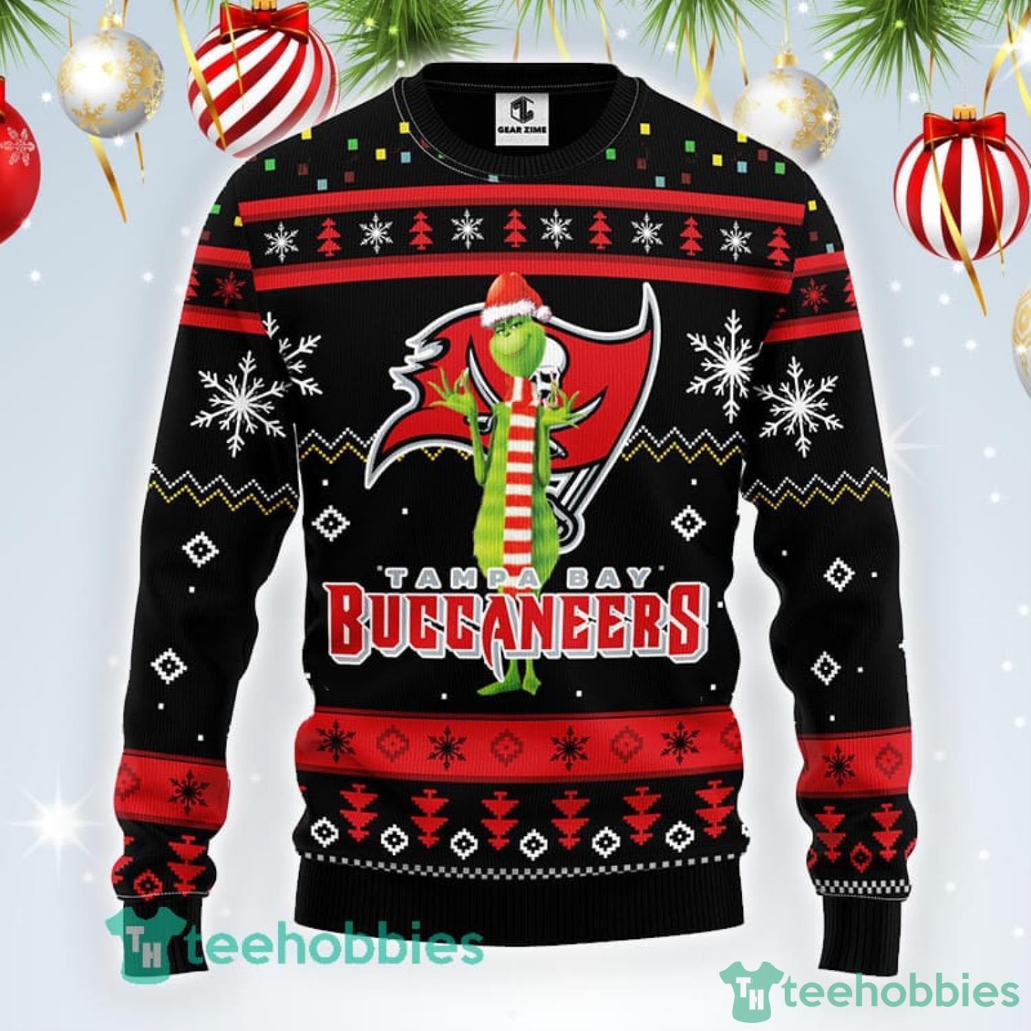 NFL Tampa Bay Buccaneers Logo With Funny Grinch Ugly Christmas Sweater  Sport Fans Men And Women Christmas Gift