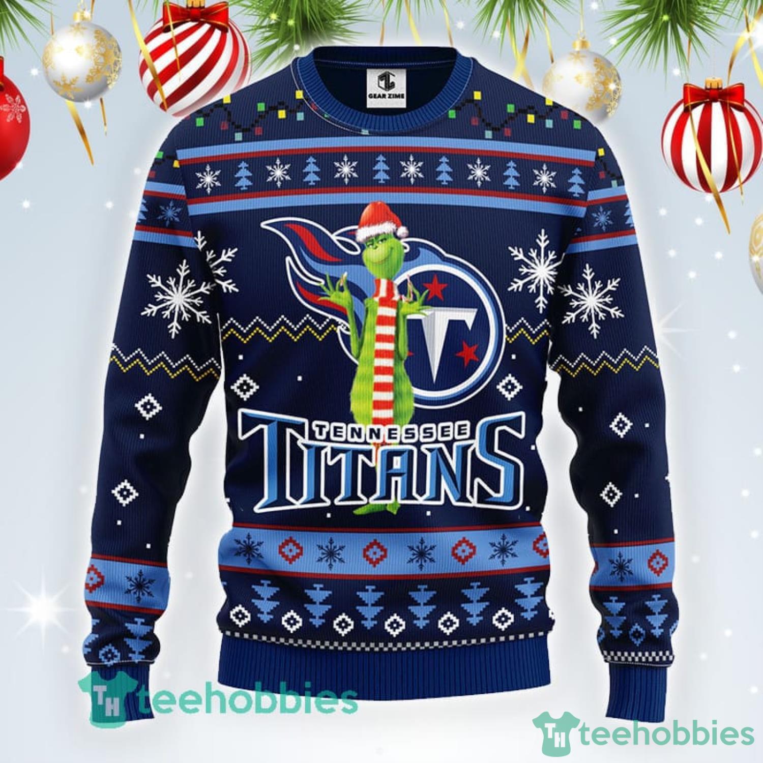 NFL Tennessee Titans Logo With Funny Grinch Ugly Christmas