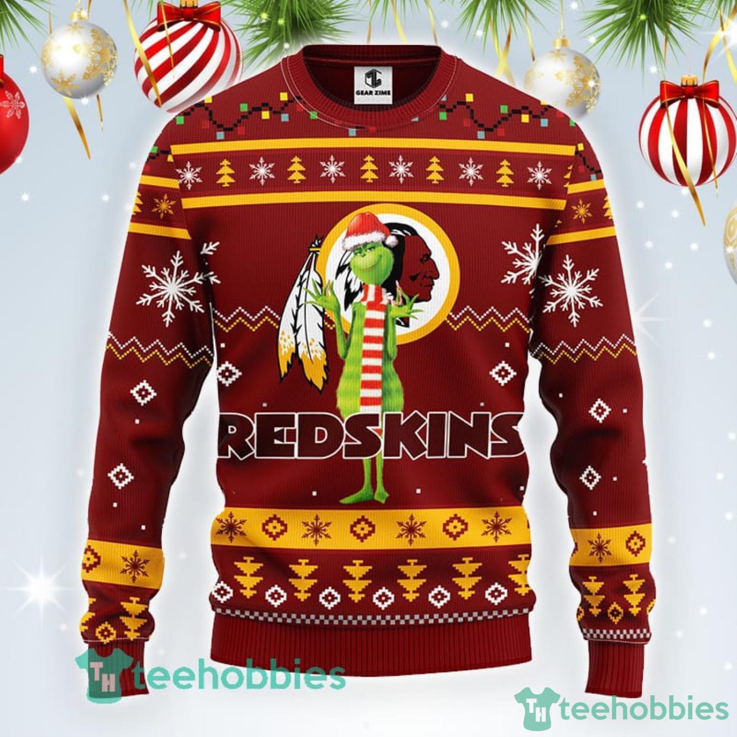 Washington Redskins Logo Checkered Flannel Design Ugly Christmas