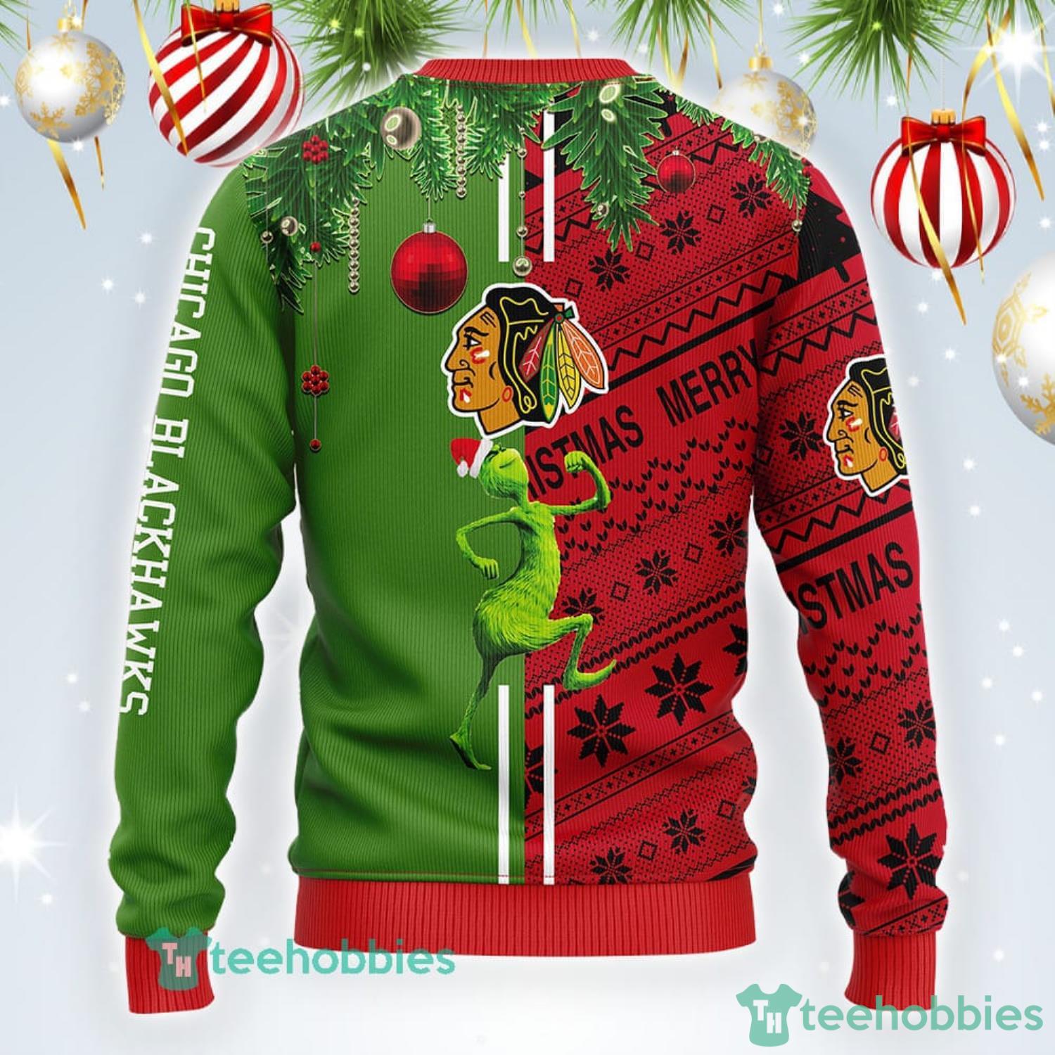 Christmas Gift NHL Chicago Blackhawks Logo With Funny Grinch Men And Women Ugly  Christmas Sweater For Fans - Freedomdesign