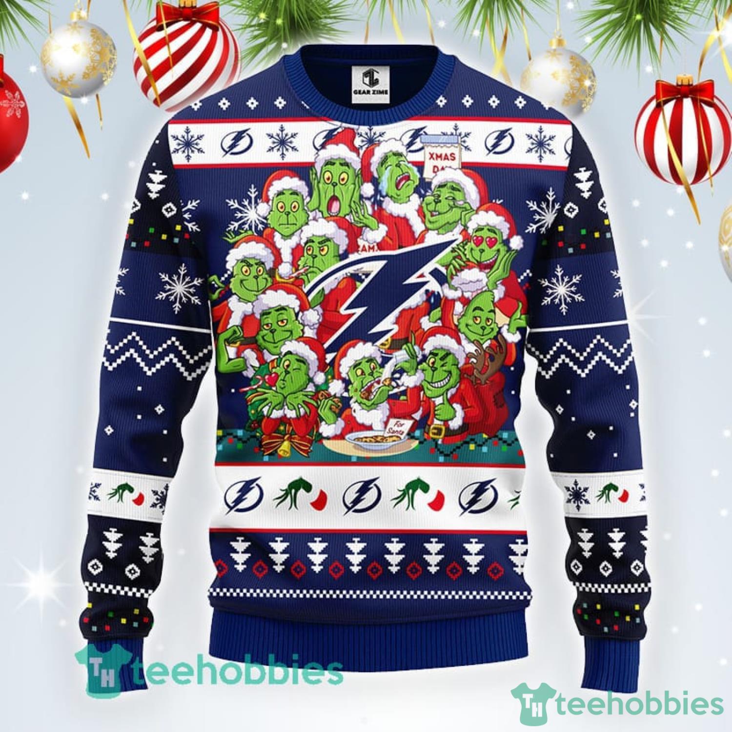 NFL Tampa Bay Buccaneers Cute 12 Grinch Face Xmas Day Ugly Christmas Sweater  Sport Fans Men And Women Christmas Gift