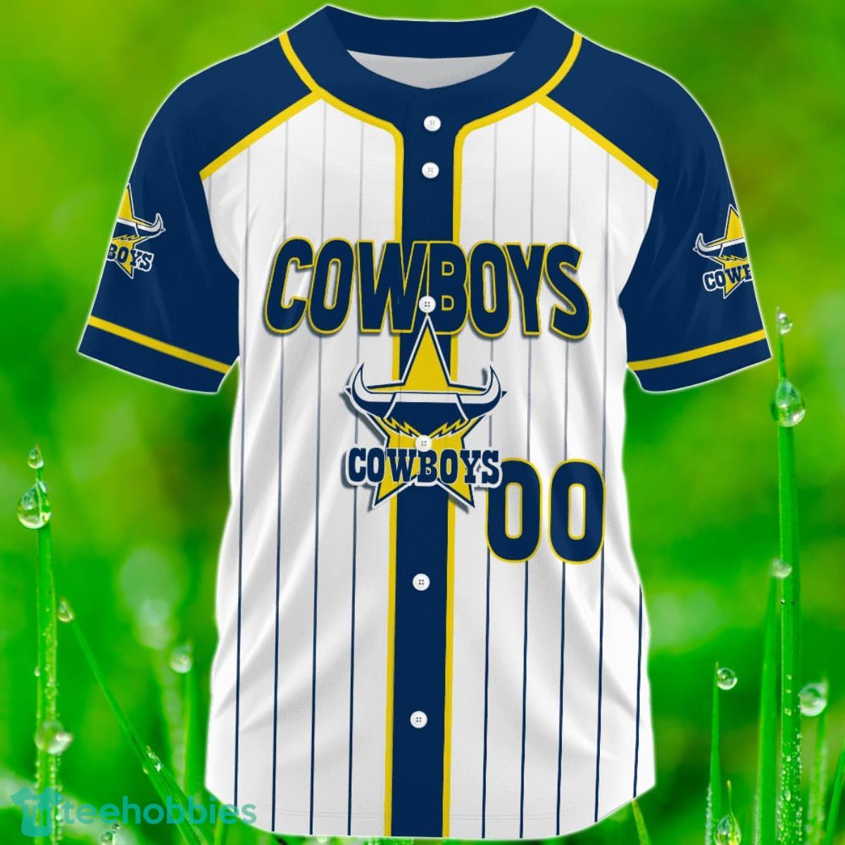 Big Hibiscus North Queensland Cowboys Logo NRL Baseball Jersey Shirt For  Fans - Banantees