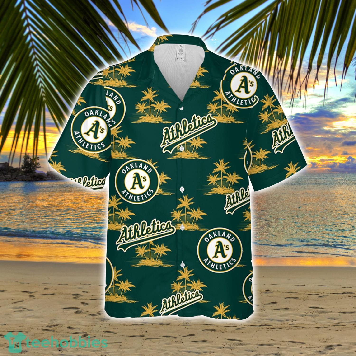 Oakland Athletic Baseball Coconut Island Pattern Hawaiian Shirt And Shorts Summer Gift Product Photo 2