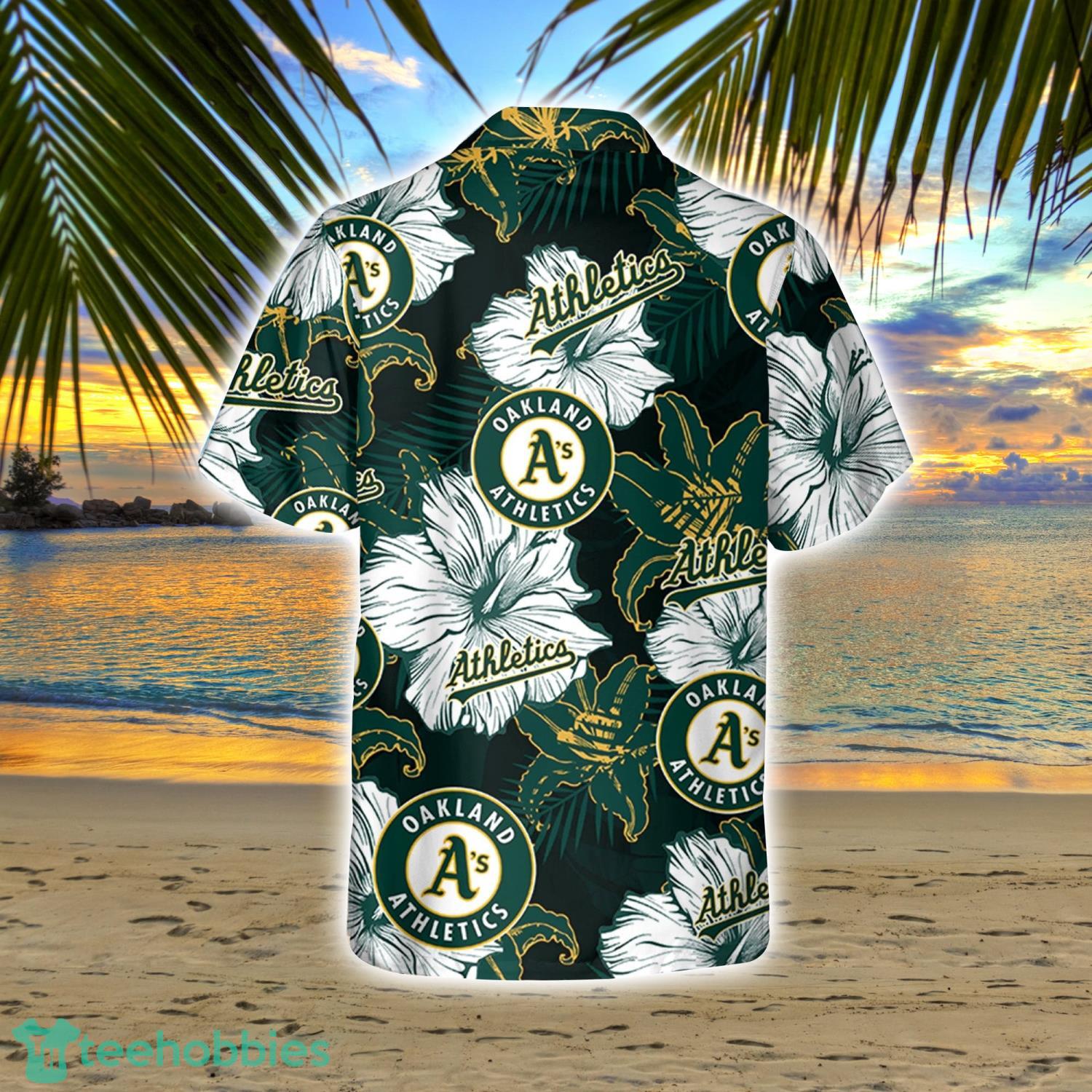 Oakland A's Sea Island Pattern Hawaiian Shirt And Shorts Summer