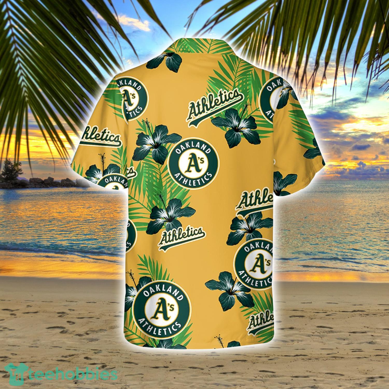 Oakland A's Hawaiian Shirt Hibiscus Flower Pattern, Vacation Gift