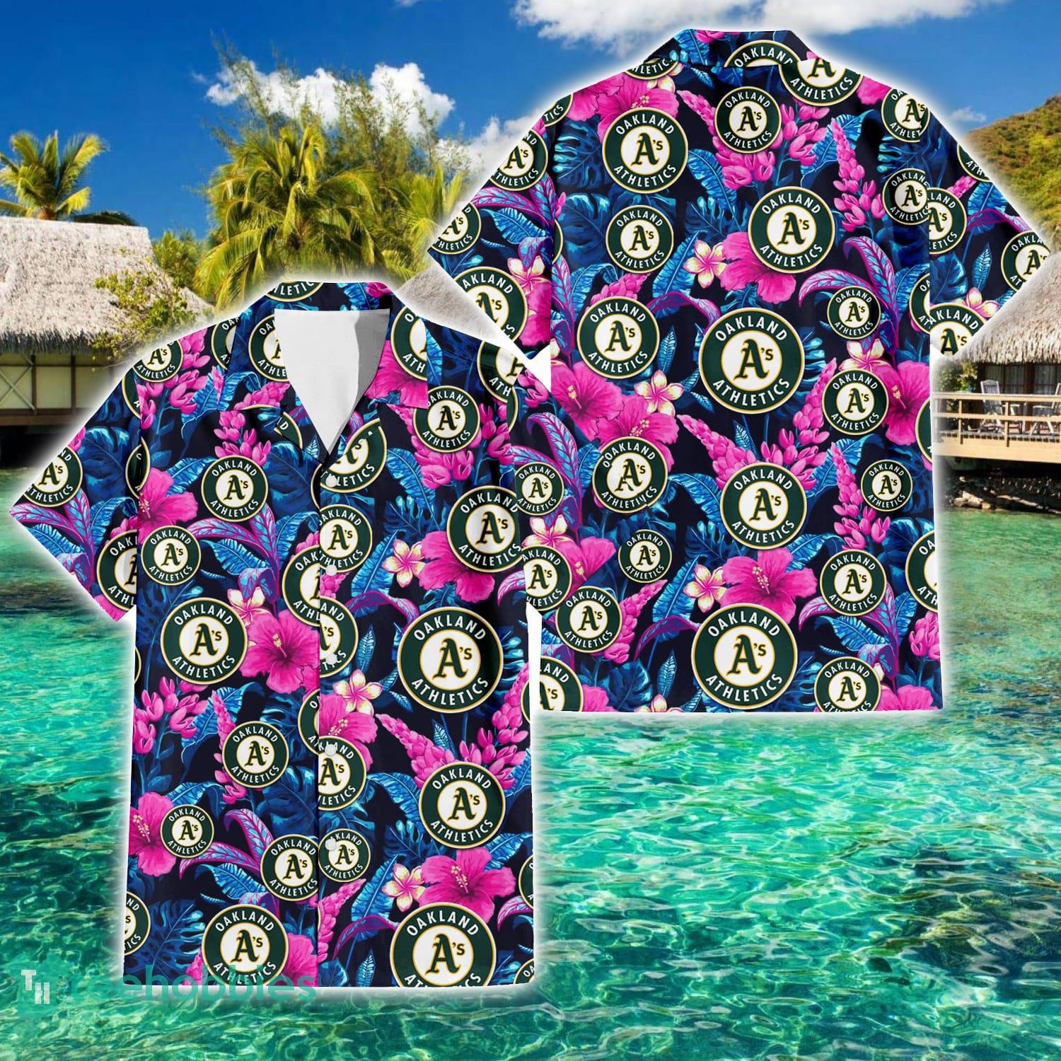 Oakland Athletics Violet Hibiscus Tropical Summer Gift 3D Hawaiian Shirt Product Photo 1