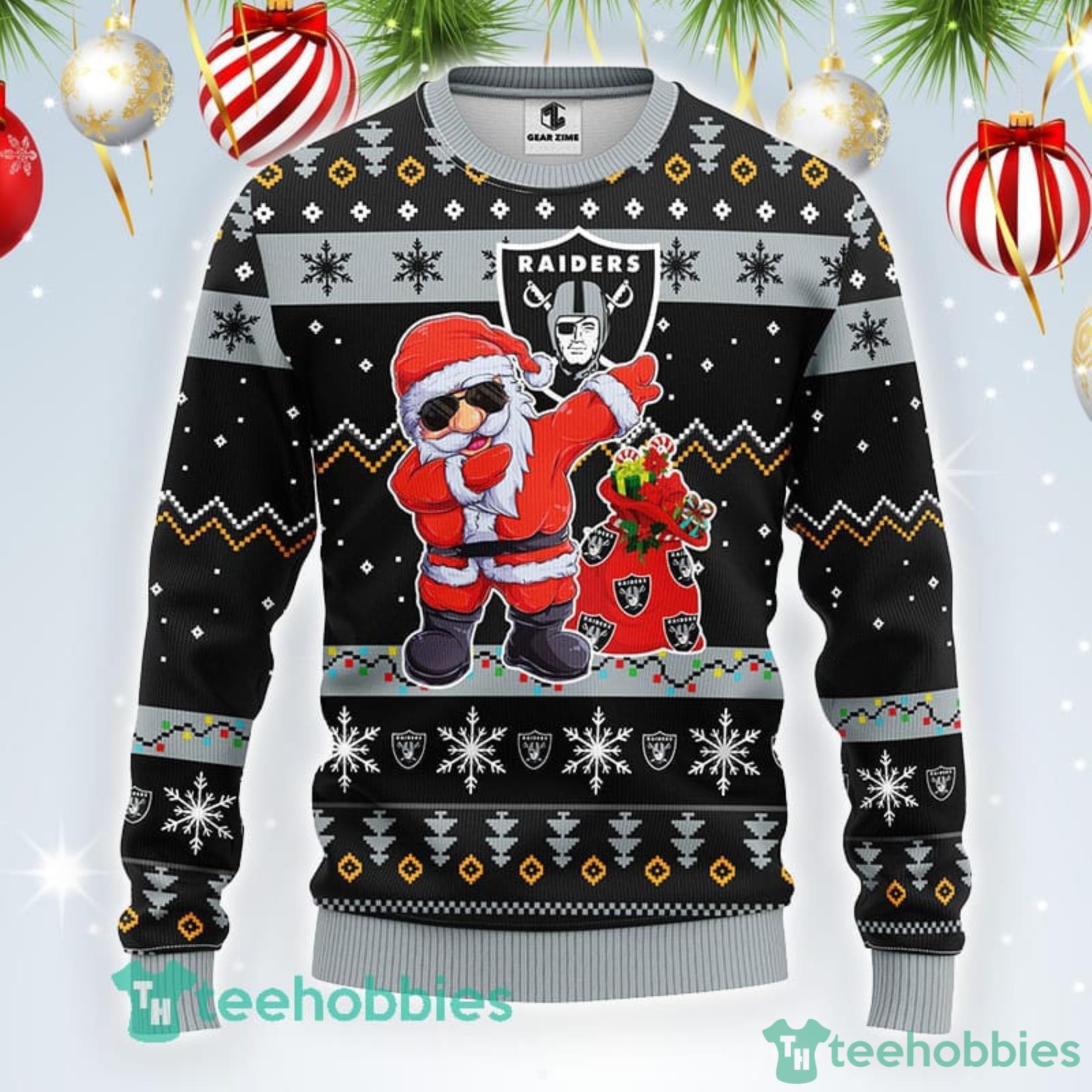 Oakland Raiders NFL Team Dabbing Santa Claus Funny Ugly