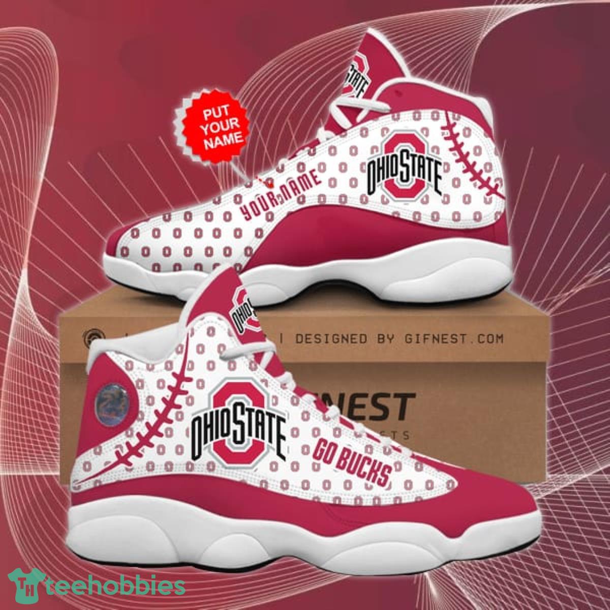 Ohio State Buckeyes 2 Personalized Air Jordan 13 Shoes Product Photo 1