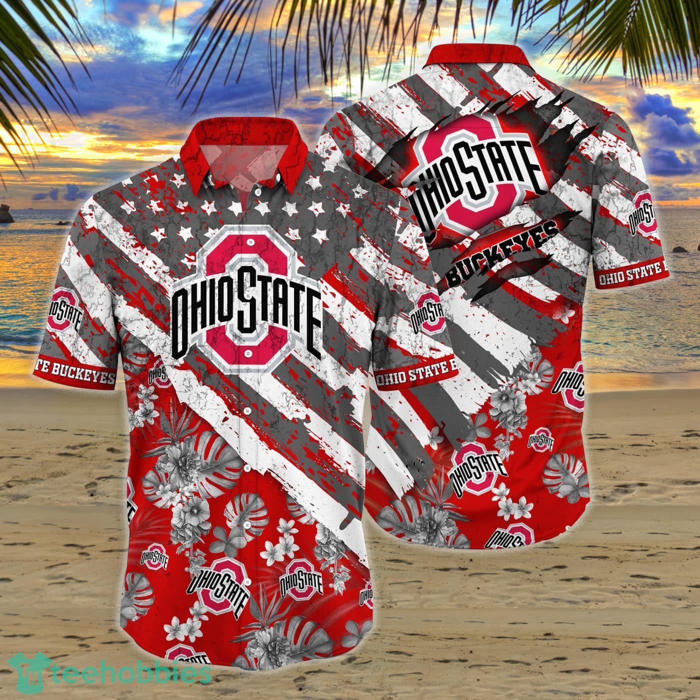 NCAA Ohio State Buckeyes Flower Hawaiian Shirt 3D Shirt, Ohio