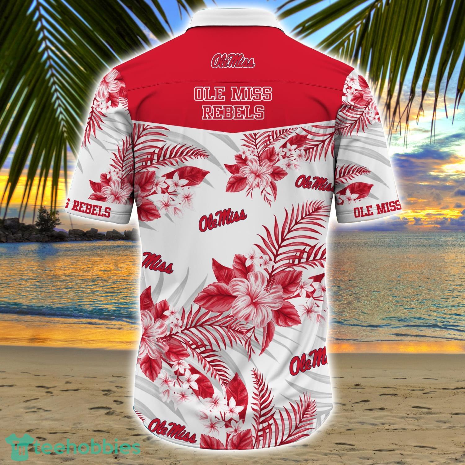 Ole Miss Rebels Summer Beach Hawaiian Shirt With Tropical Flower