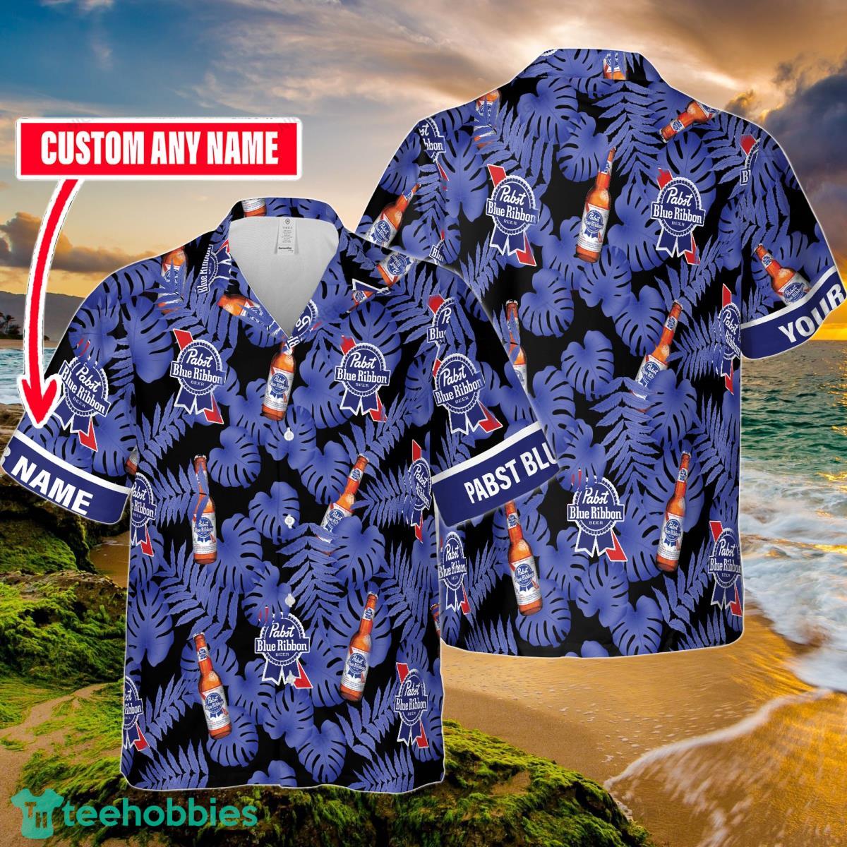 Pabst Blue Ribbon Custom Name Hawaiian Shirt Shirt Summer Gift Beach Shirt Product Photo 1