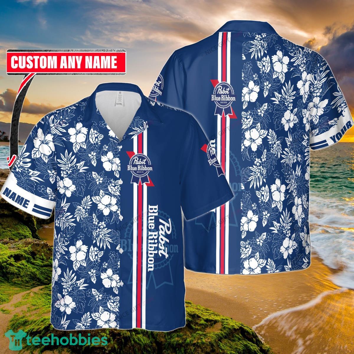 Pabst Blue Ribbon Custom Name Hawaiian Shirt Summer Gift Beach Shirt Product Photo 1