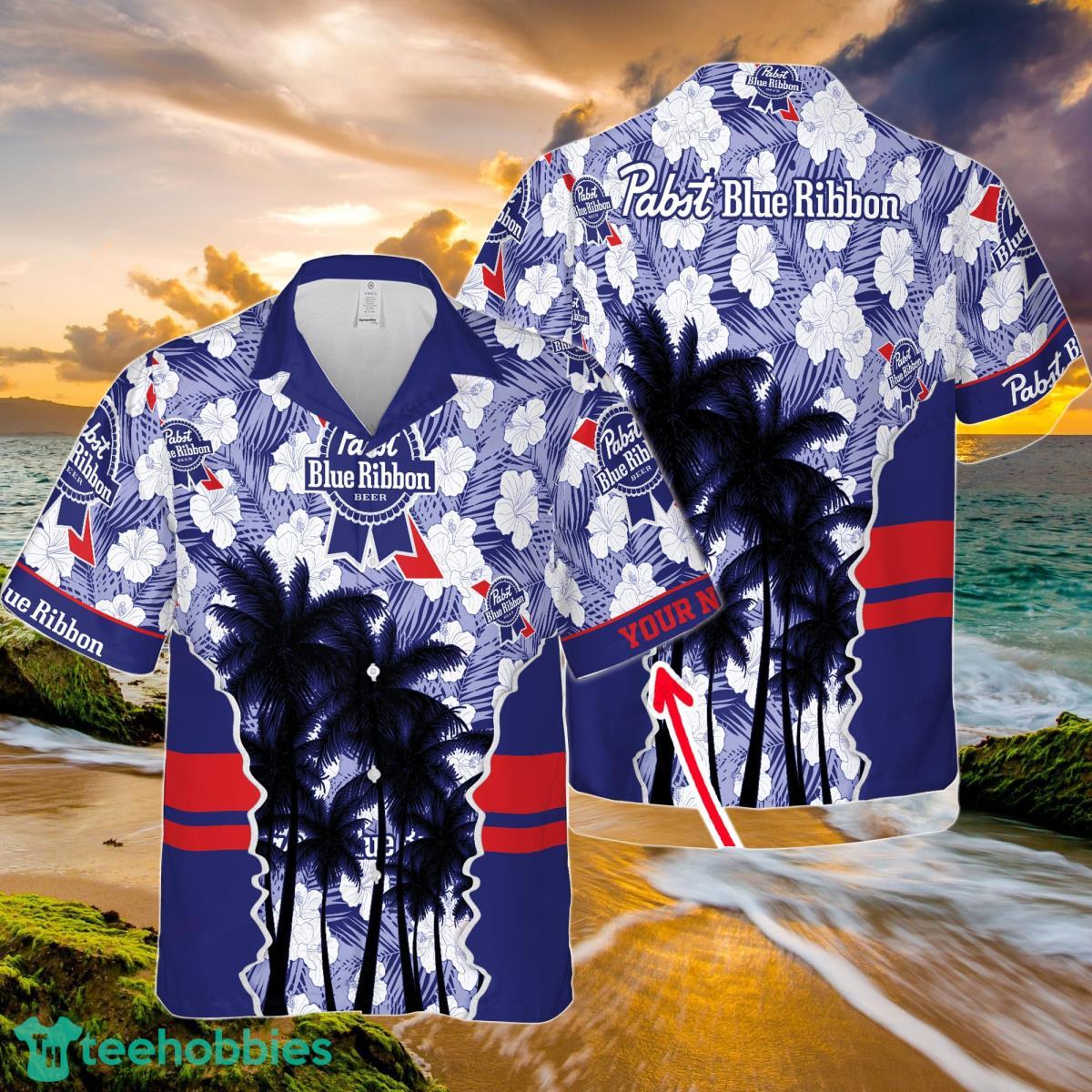 Pabst Blue Ribbon Custom Name Hawaiian Shirt Summer Gift Product Photo 1