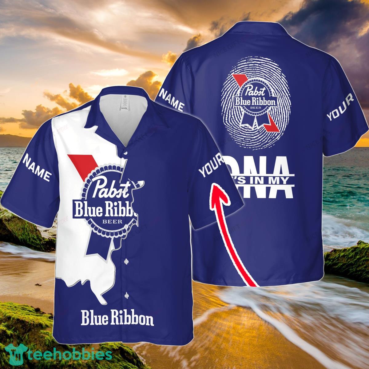 Pabst Blue Ribbon Custom Name It’s In My DNA Hawaiian Shirt Summer Gift Beach Shirt Product Photo 1