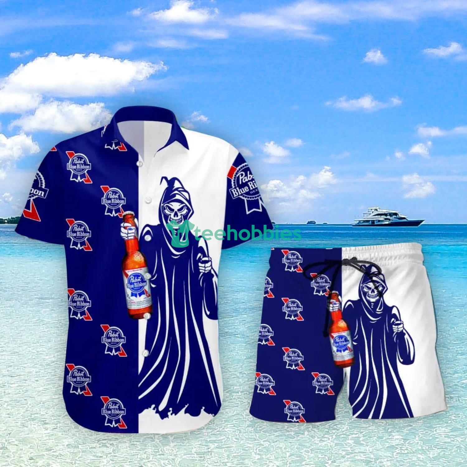 Pabst blue ribbon hawaiian hot sale shirt