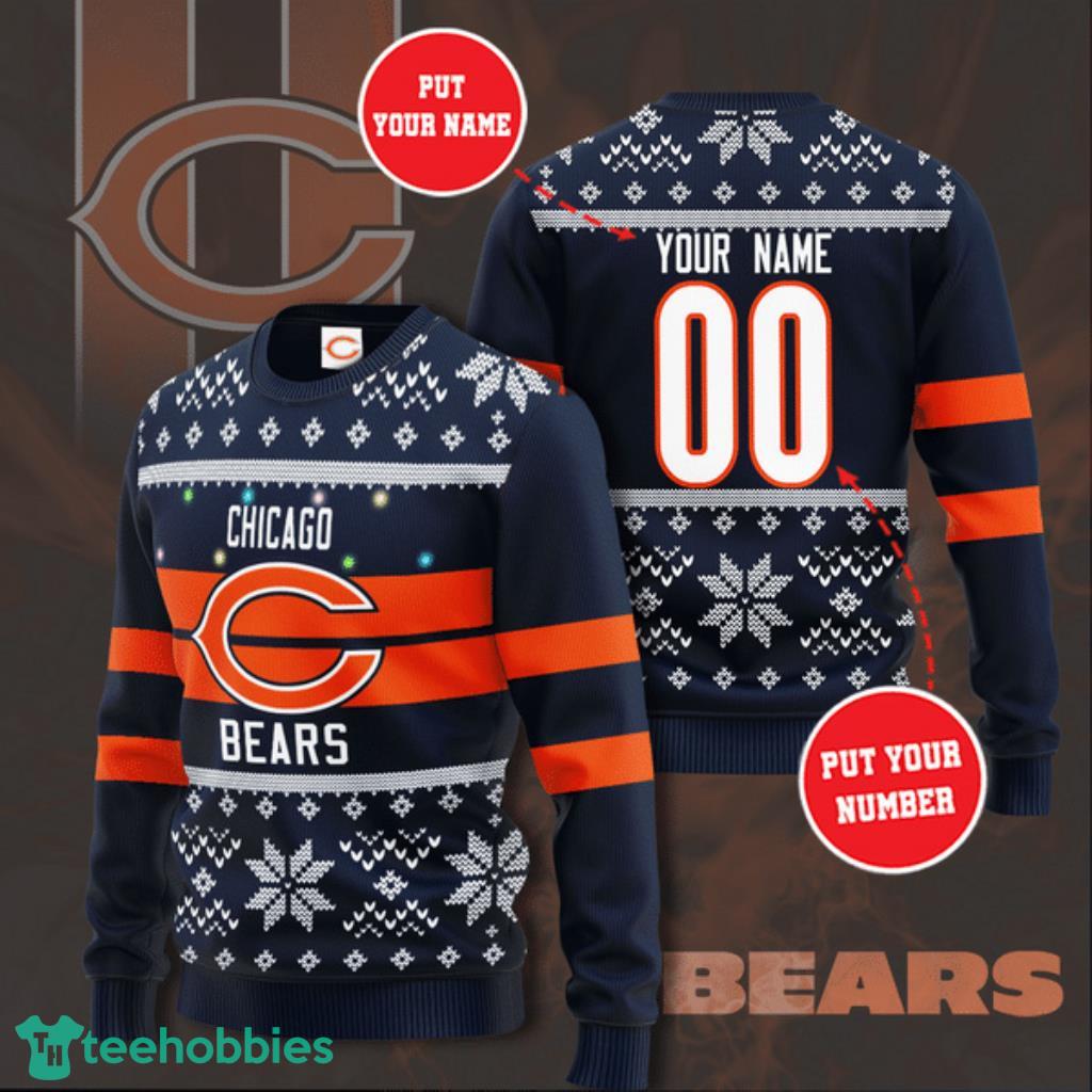 NFL Chicago Bears Custom Name And Number 3D Ugly Christmas Sweater Christmas  Gift