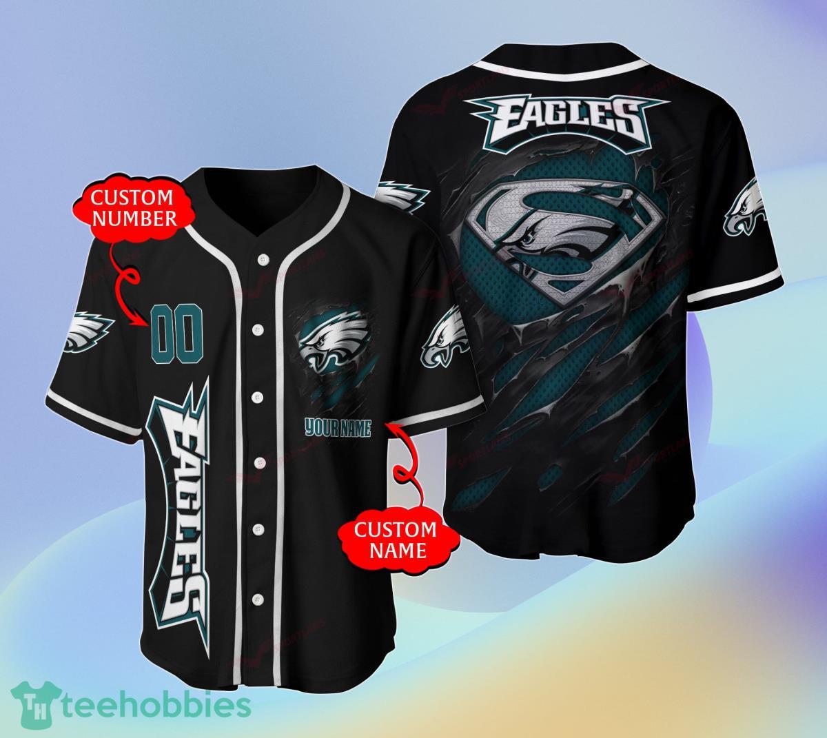 Philadelphia Eagles-NFL BASEBALL JERSEY CUSTOM NAME AND NUMBER Best Gift For Men And Women Fans Product Photo 1