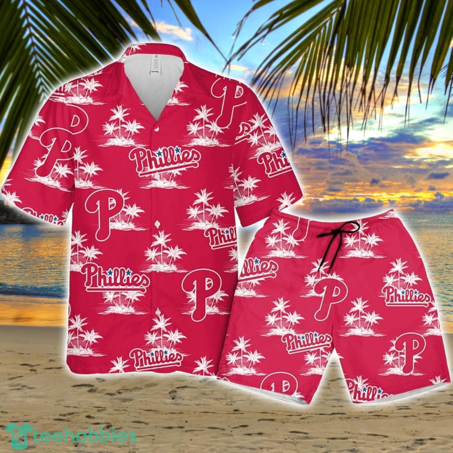 Philadelphia Phillie Baseball Coconut Island Pattern Hawaiian Shirt And Shorts Summer Gift Product Photo 1