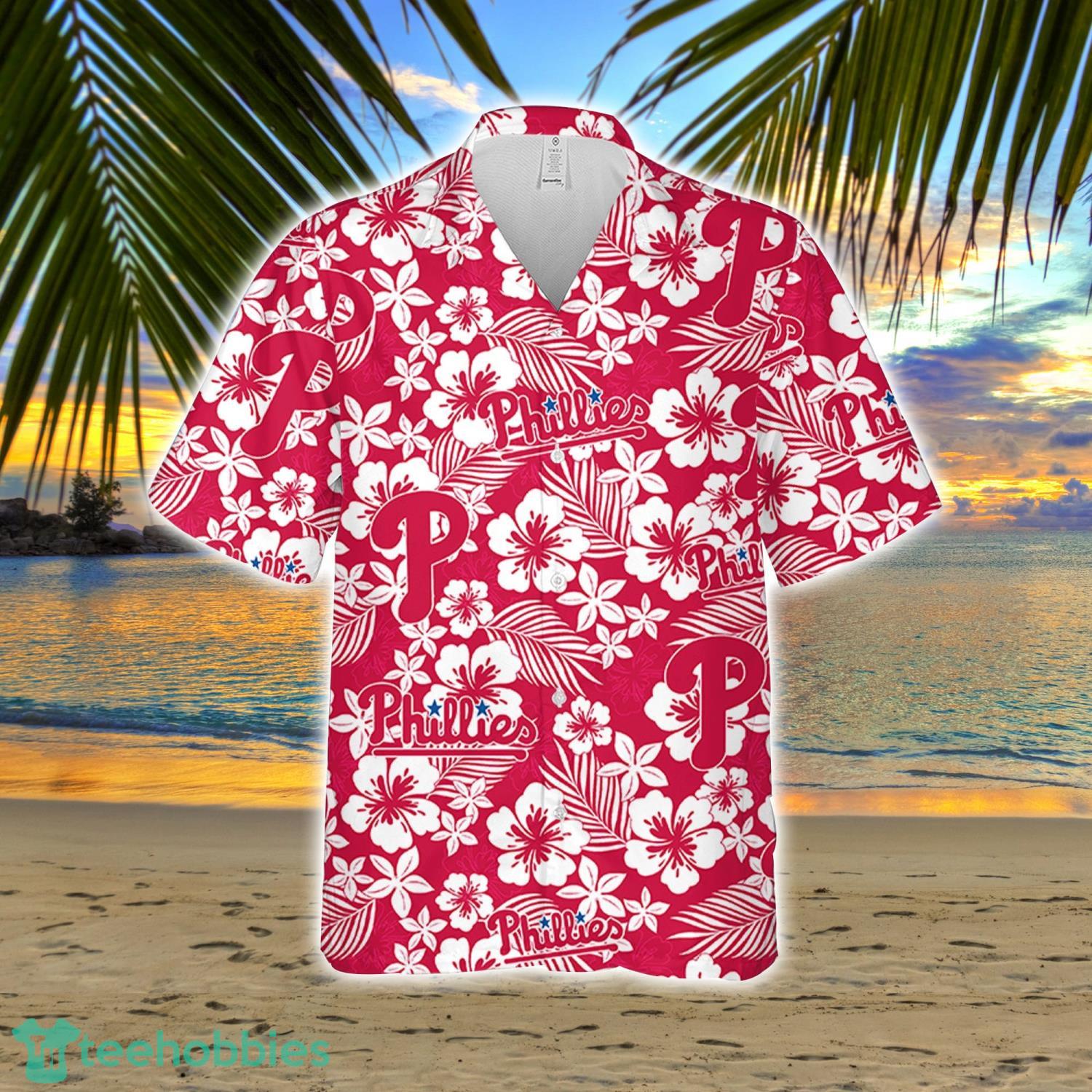 Philadelphia Phillie Hibiscus Flower Pattern Hawaiian Shirt And Shorts Gift For Summer Product Photo 2