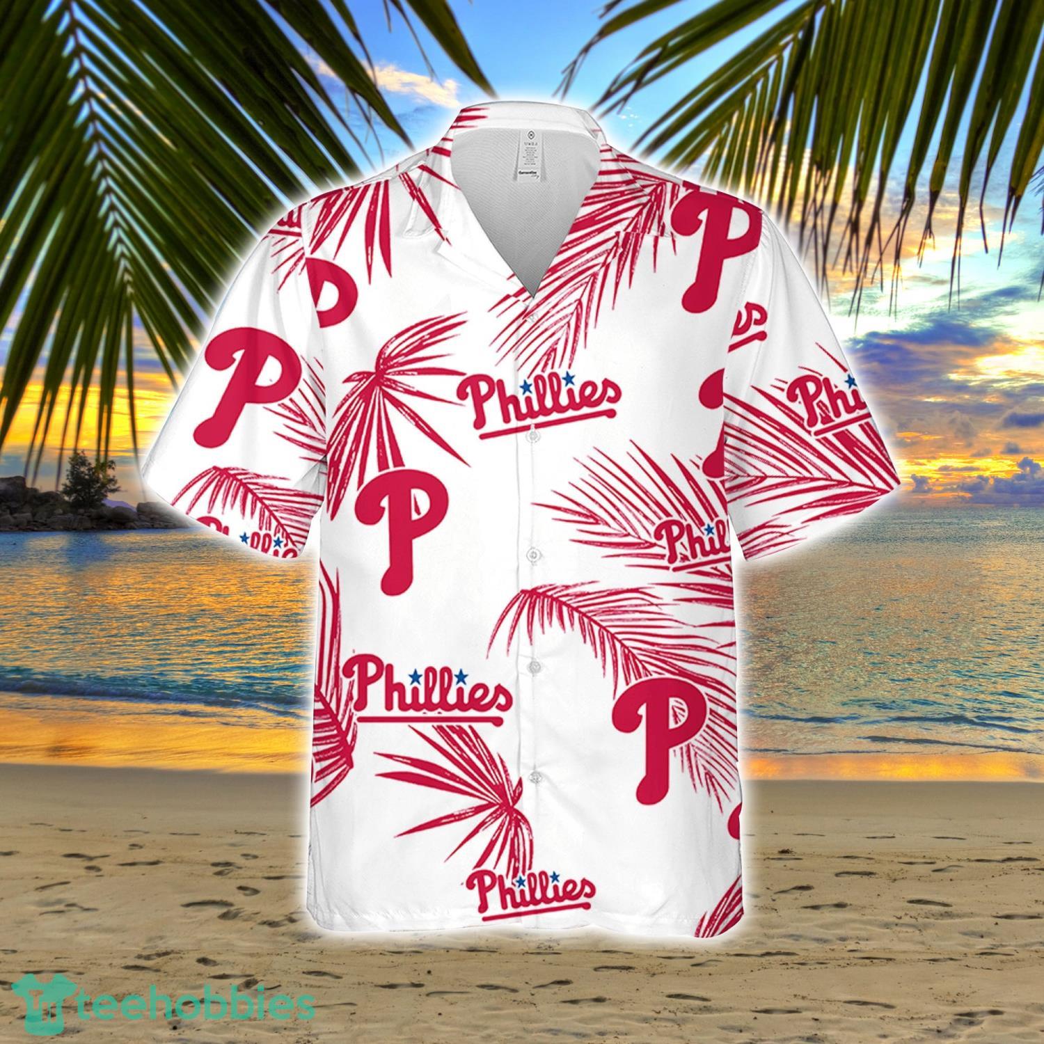 Mens Phillies Hawaiian Shirt Palm Trees Inspired By Philadelphia